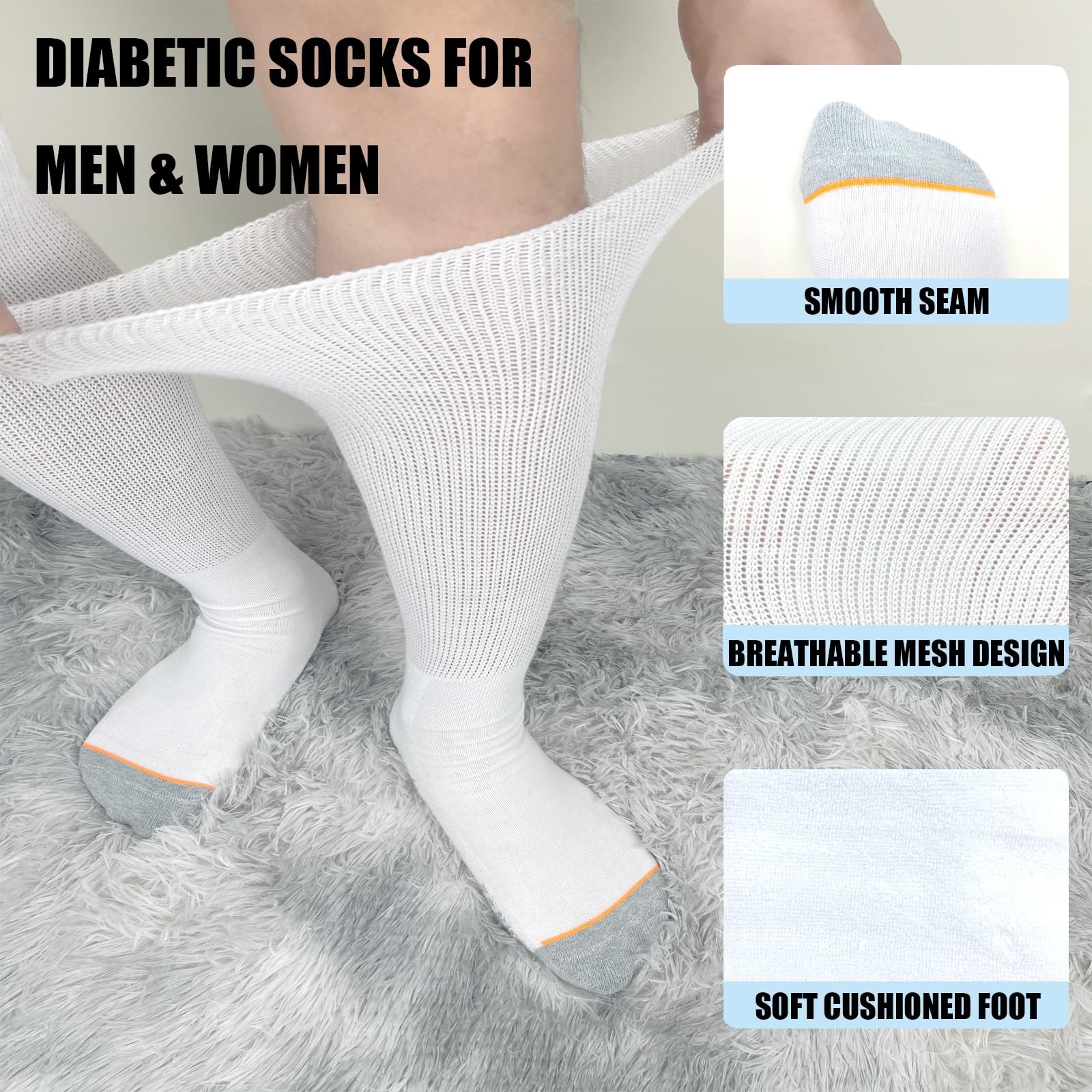 Ioryzek 2 Pairs Walking Boot Socks Liner air Cam Walker Cast One Size, White
