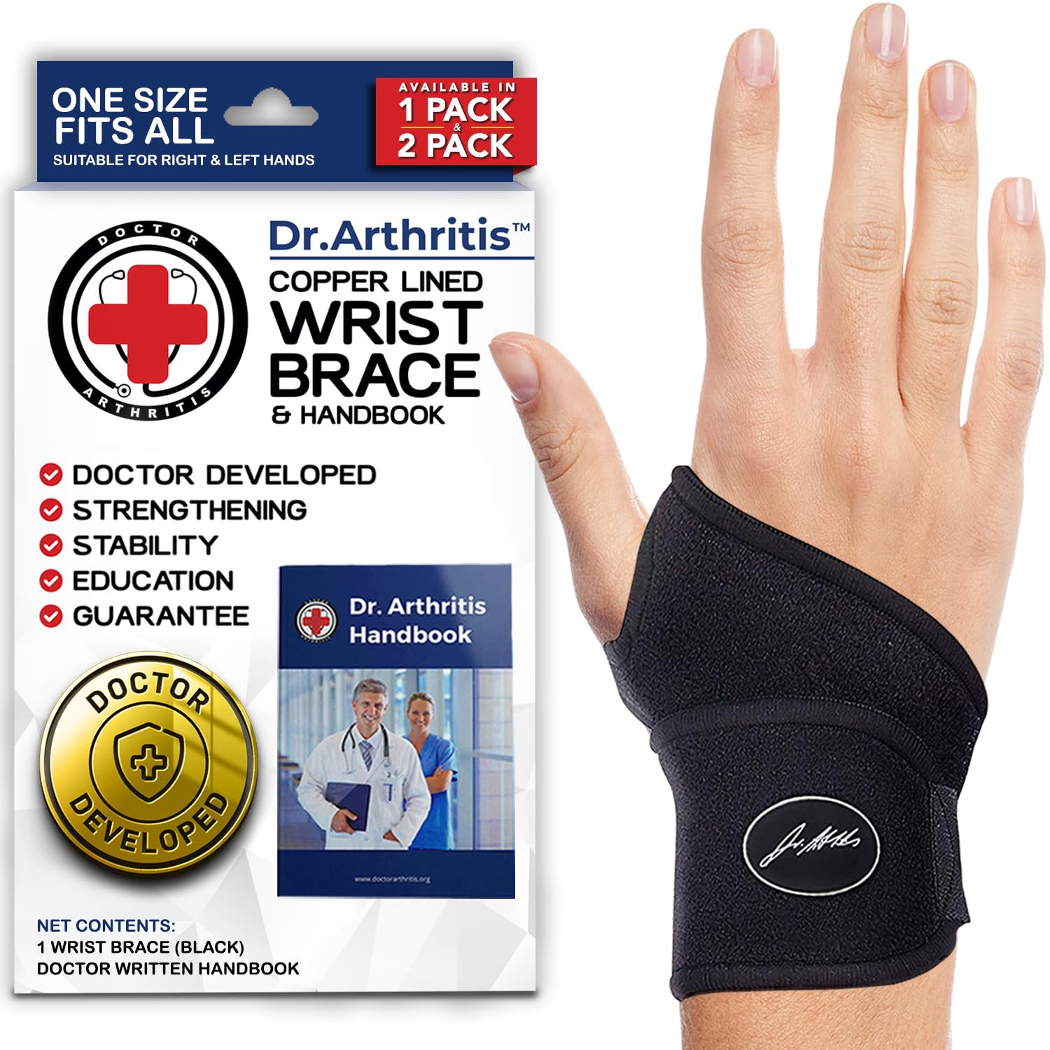 Doctor Developed Wrist Brace, Wrist Wraps for Carpal Tunnel Arthritis, Tendoniti