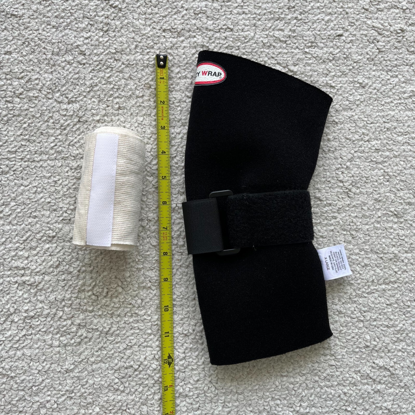 Ezy Wrap Elbow Compression Sleeve Black + Beige strip wrap w/vel-cro closure 6ft