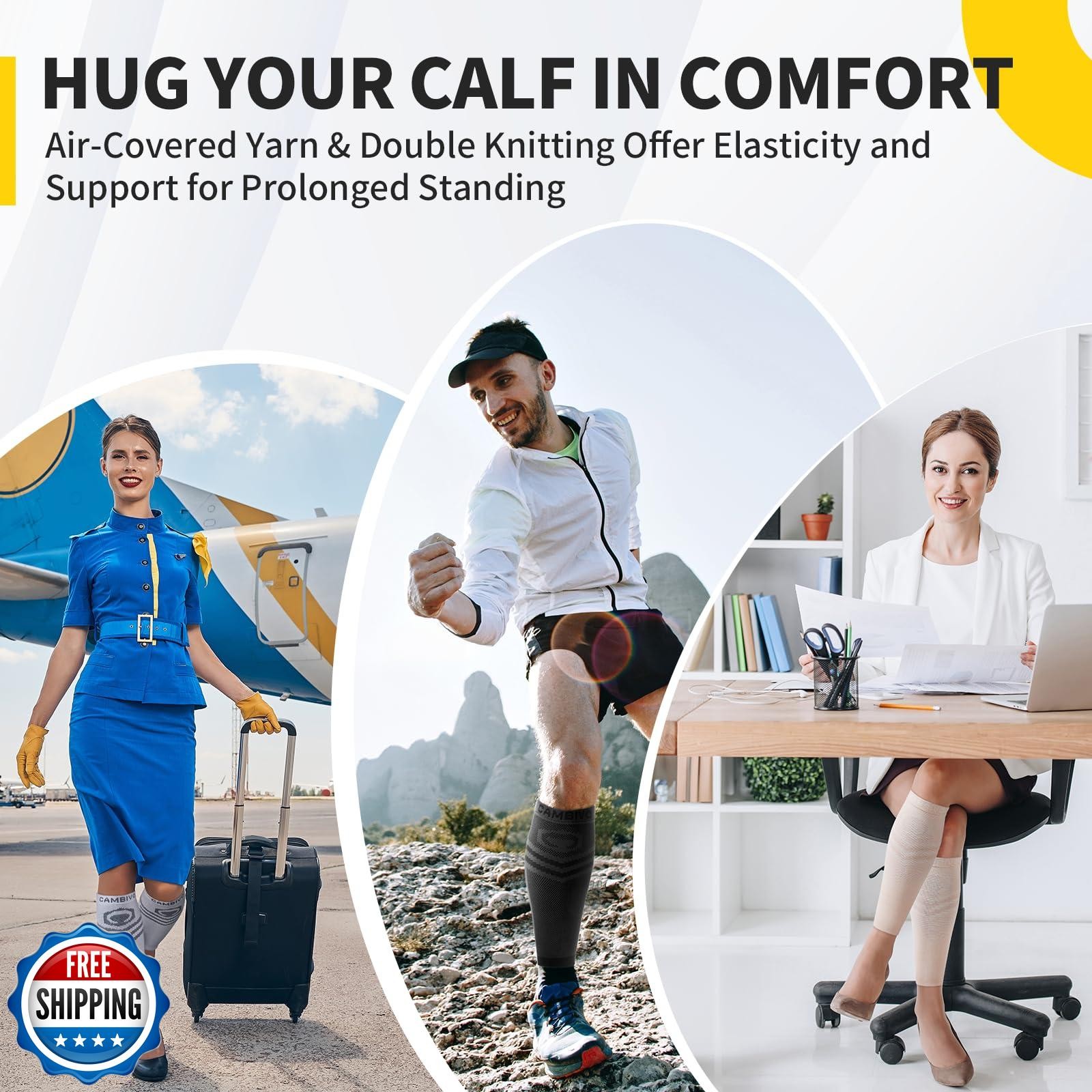 CAMBIVO Calf Compression Sleeve Men and Women- Shin Splint Brace Support for