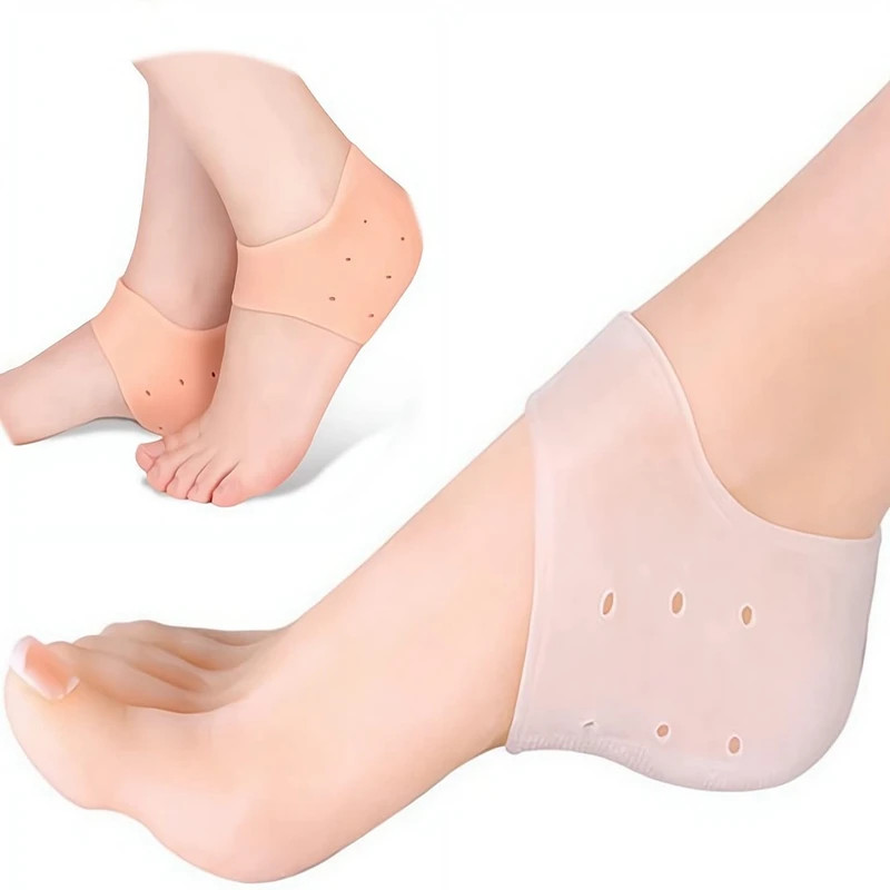 2Pcs Silicone Feet Care Socks Moisturizing Gel Heel Thin Socks with Hole Cracked