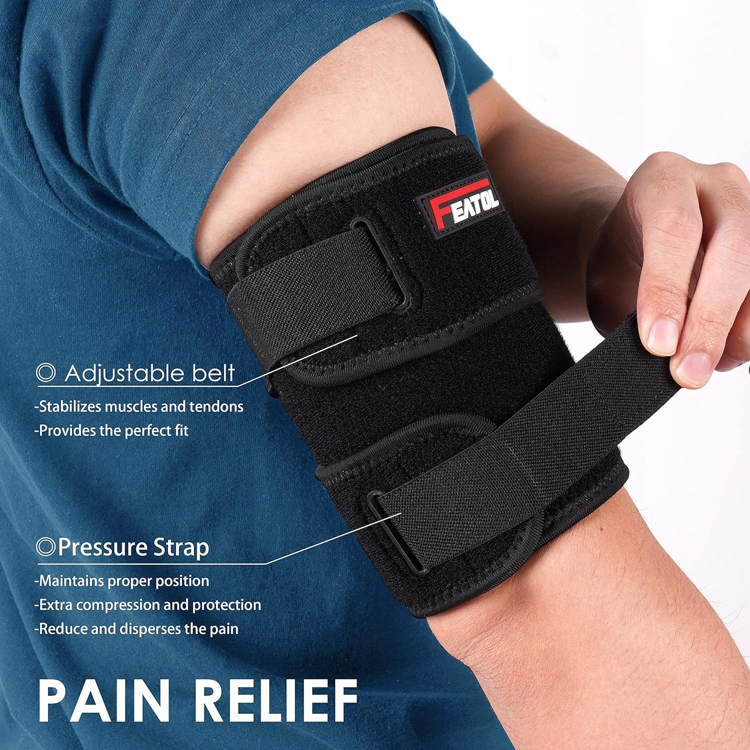 FEATOL Bicep Tendonitis Brace Compression Sleeve Support, Upper Arm Brace Tricep