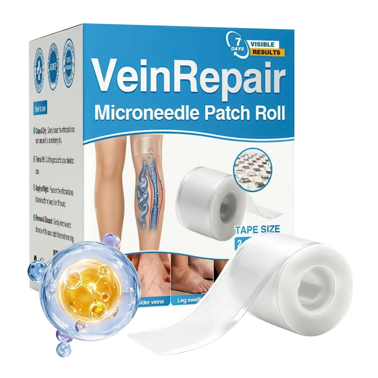 GFOUK Vein Repair Microneedle Patch Roll, GFOUK Vein Repair Patches, Professiona