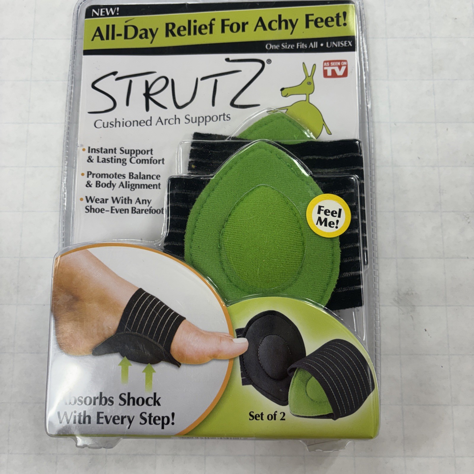 Strutz Cushioned Arch Support 1 pack of 2 Strutz Green/Black ASOTV