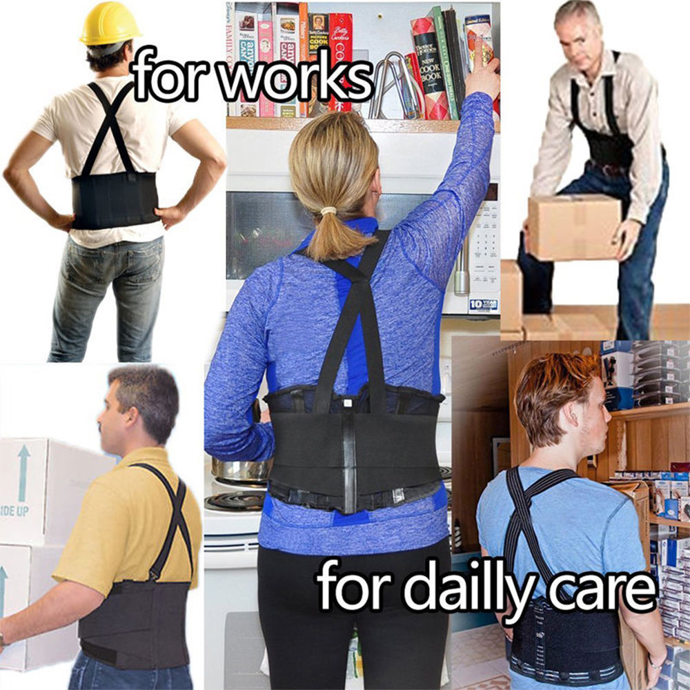 Heavy Duty Lift Lumbar Lower Back Waist Support Belt Brace Suspenders