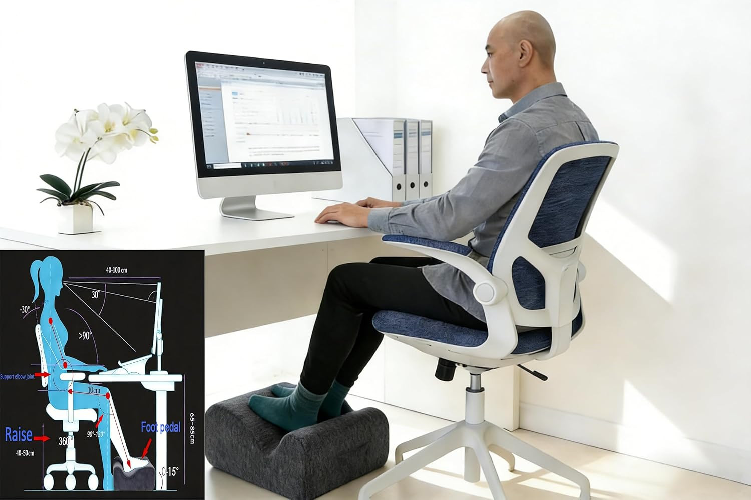 Ergonomic Footstooltwo-Way Tilt Design with Heel & Arch Supportwide Non-Slip Foa