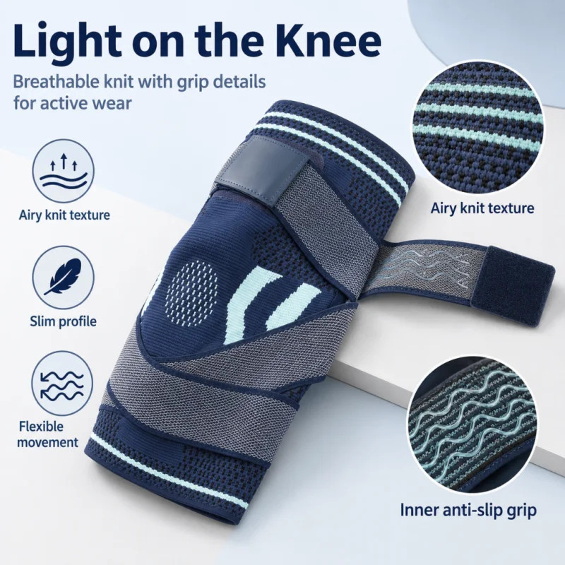Knee Support for Sports Non-slip Silicone Safe Shock Absorption Breathable