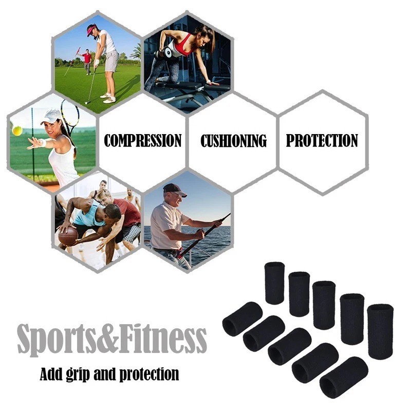 10pcs Finger Compression Sleeves Protector Support Pain Management Elastic Fiber