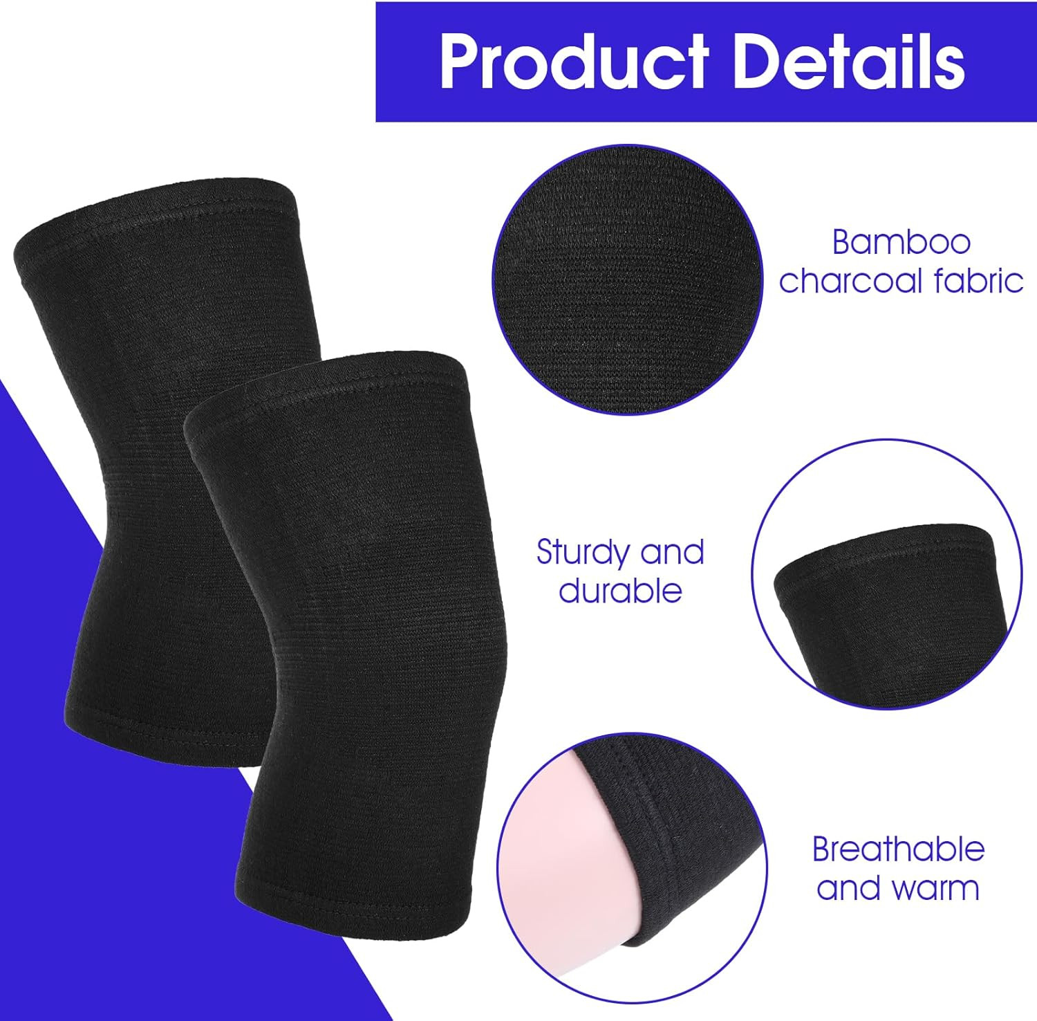 Bamboo Knee Sleeve, Elastic Compression Knee Brace Breathable Knee Pads Leg Slee