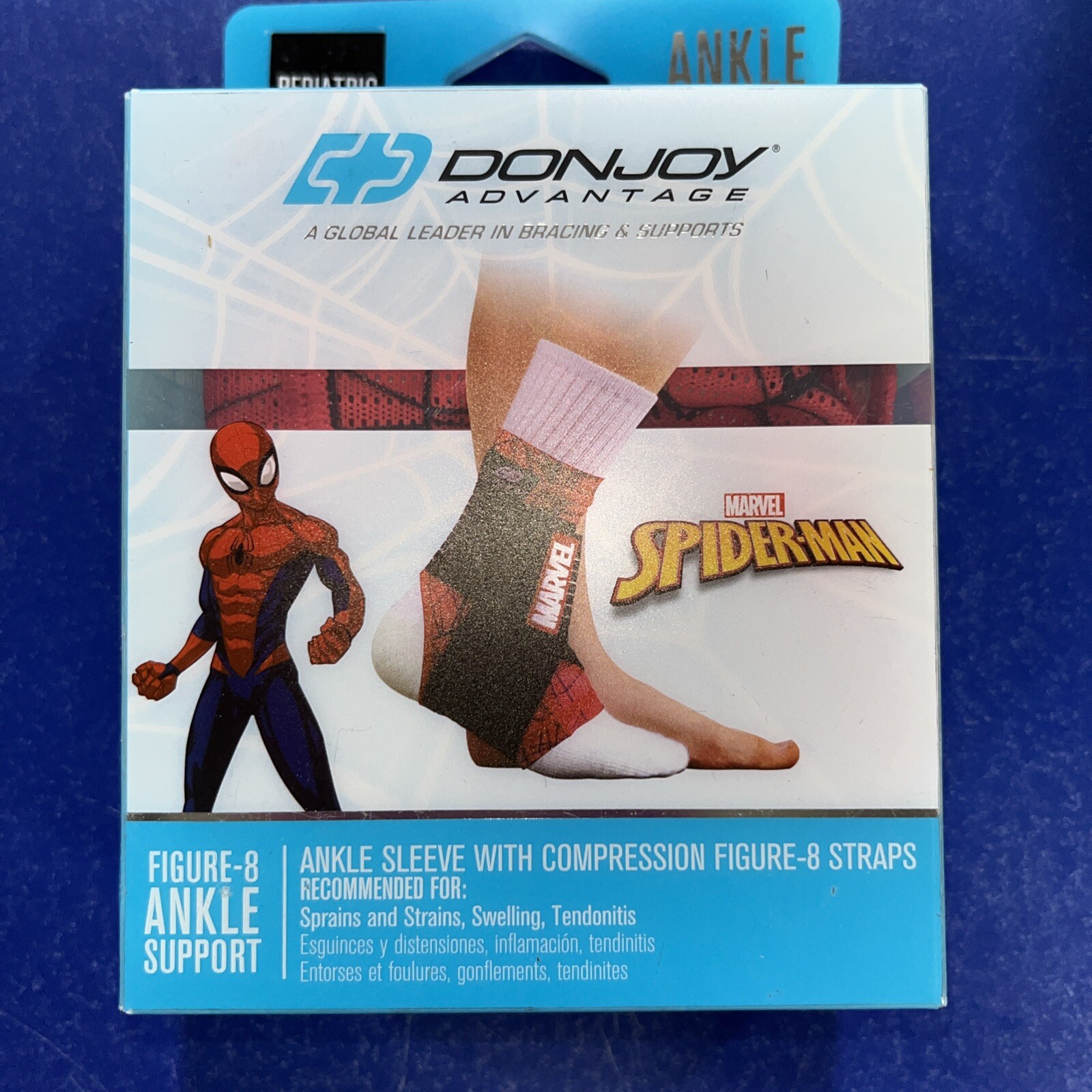 DonJoy Spiderman Moderate Figure 8 Compression Ankle Support Sleeve Pediatric Sz