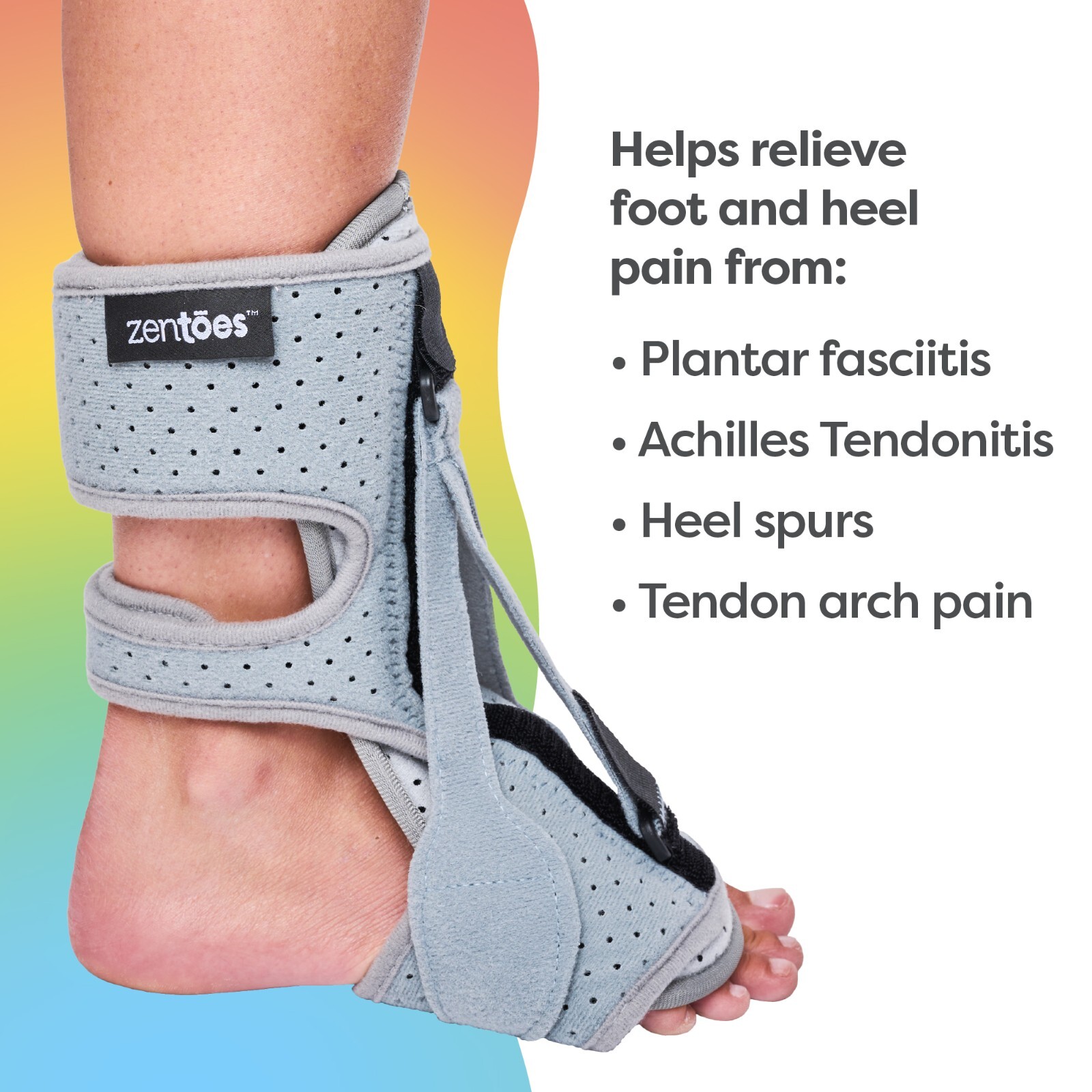 ZenToes Plantar Fasciitis Heel Pain Relief Night Splint Brace for Foot Women Men