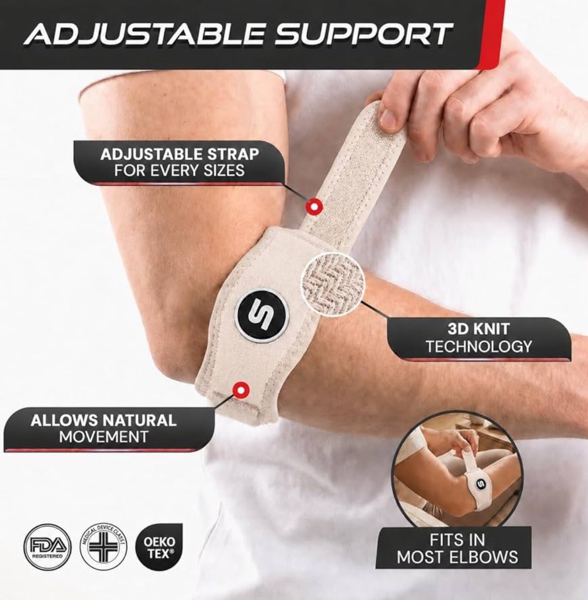 Sleeve Stars Tennis Elbow Brace for Men & Women, Elbow Brace for Tendonitis X2