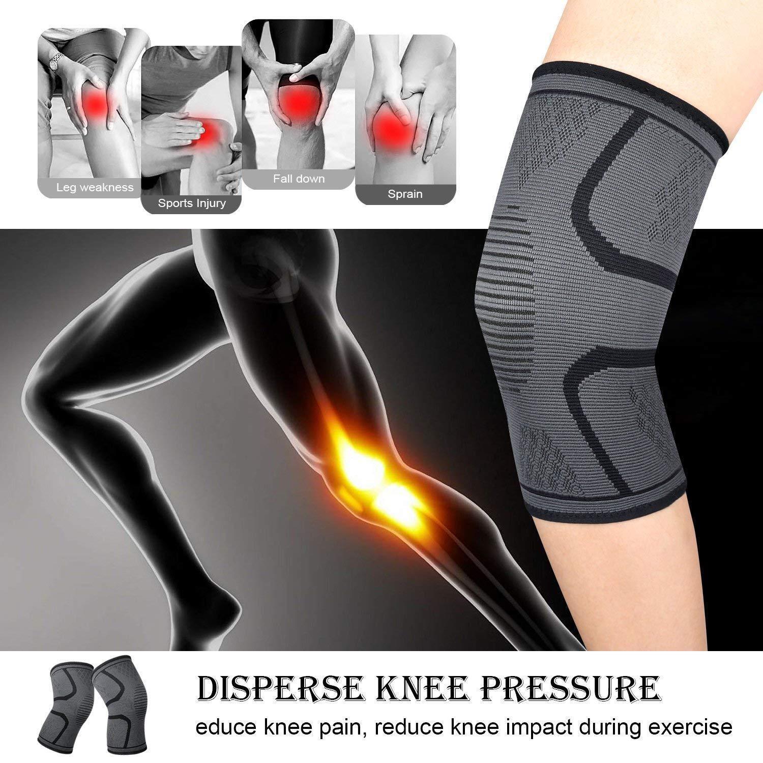 2PCS Knee Sleeve Compression Brace Support Sport Gym Joint Pain Arthritis Relief