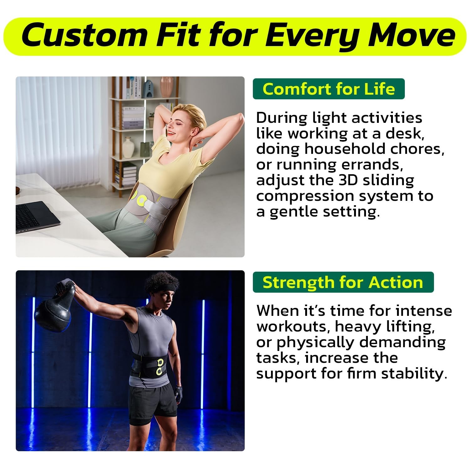 Lower Back Pain Relief Brace for Men & Women – 360° Support Belt, Soft & Breatha