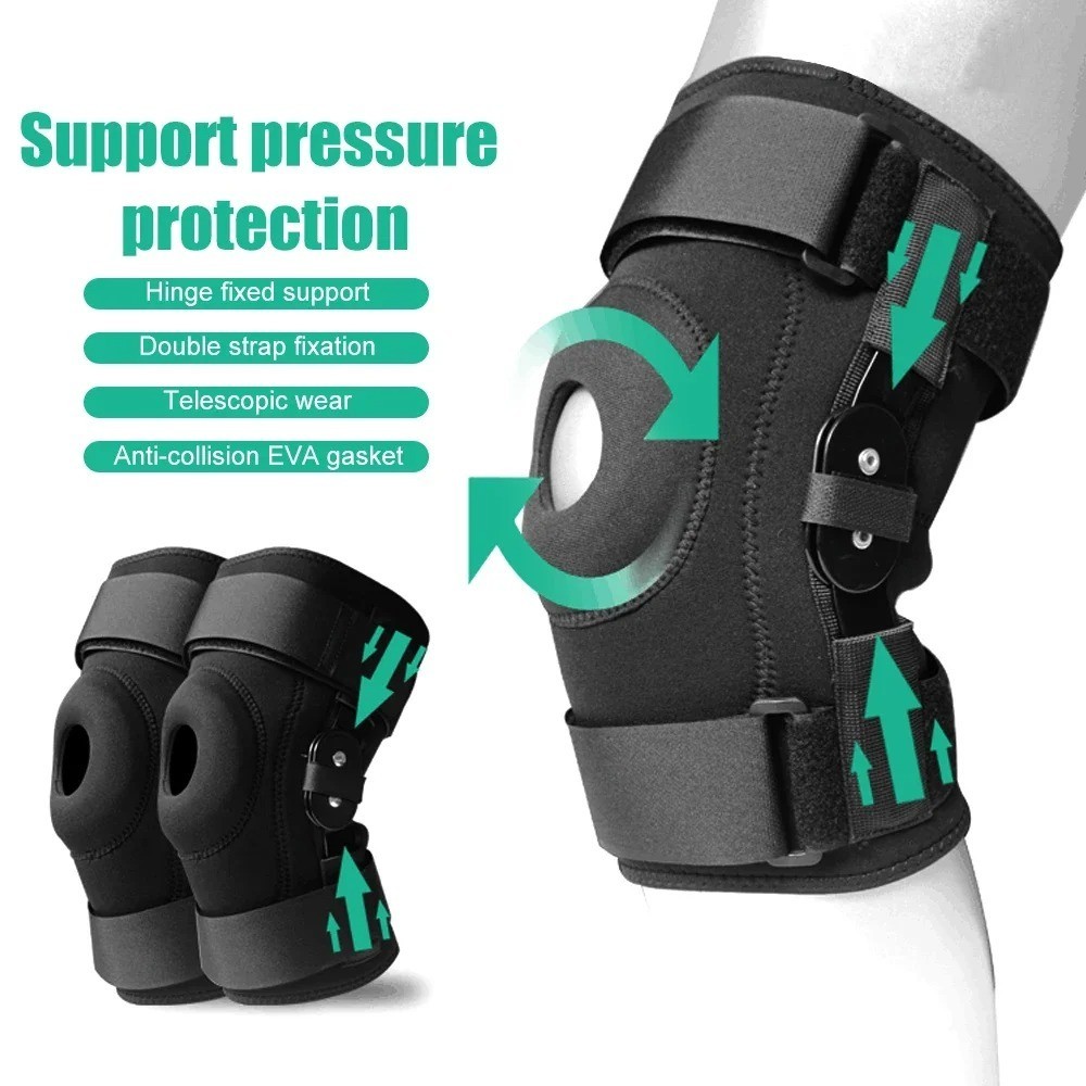 Knee Brace Compression Sleeve Hinged Joint Support Open Patella Stabilizer Wrap