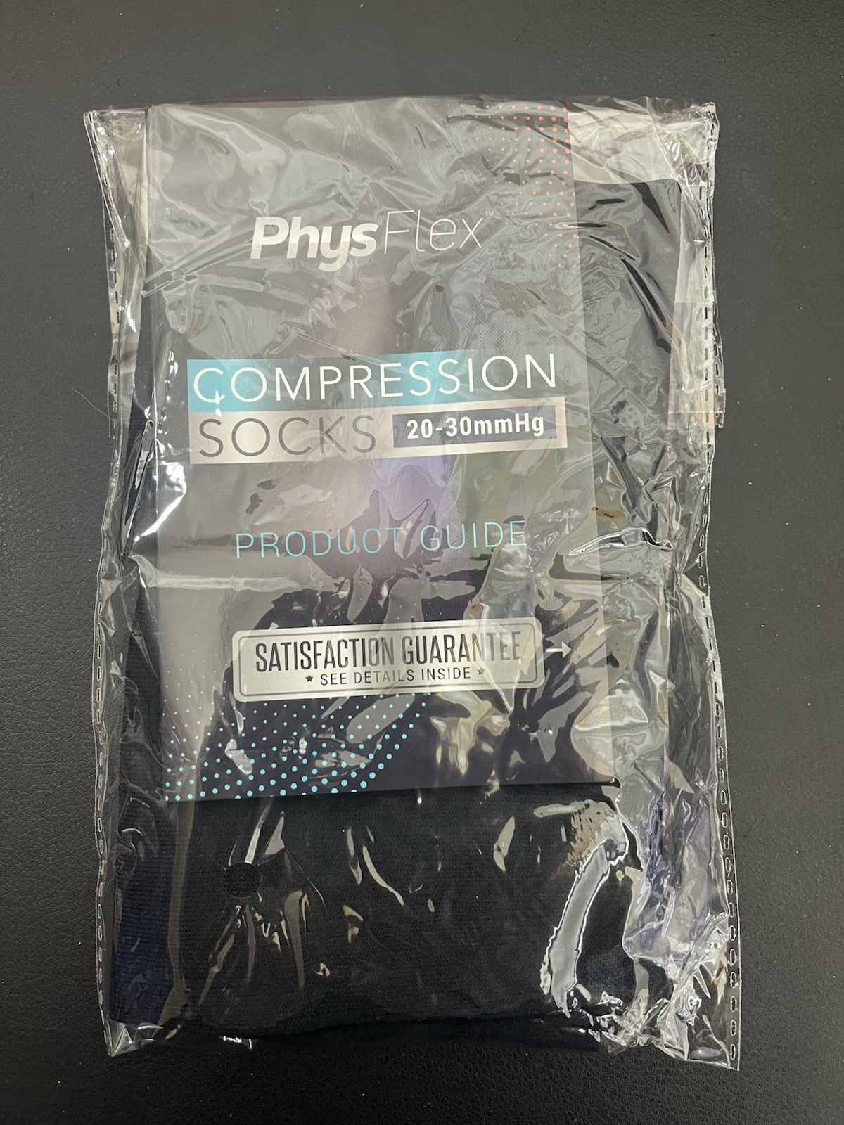 PhysFlex COMPRESSION SOCKS Stockings 20-30mmHg Size S/M Black for men or women