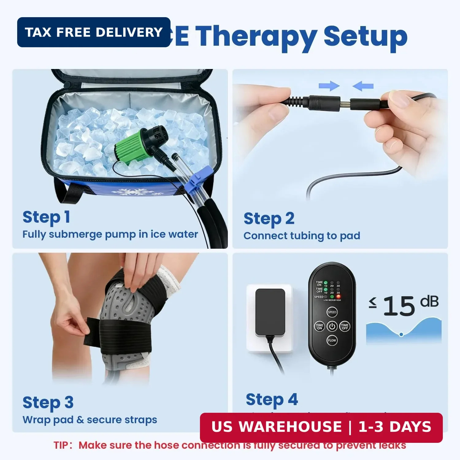 Ice Machine for Knee After Surgery with Inflatable Leg Elevation Pillow, Portabl