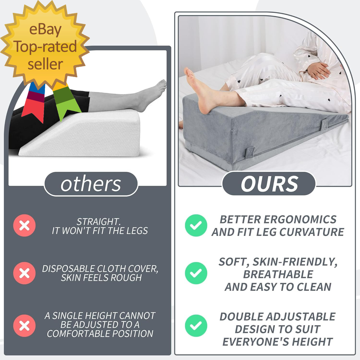 Leg Elevation Pillows for after Surgery Adjustable Height Knee Surgery Recovery