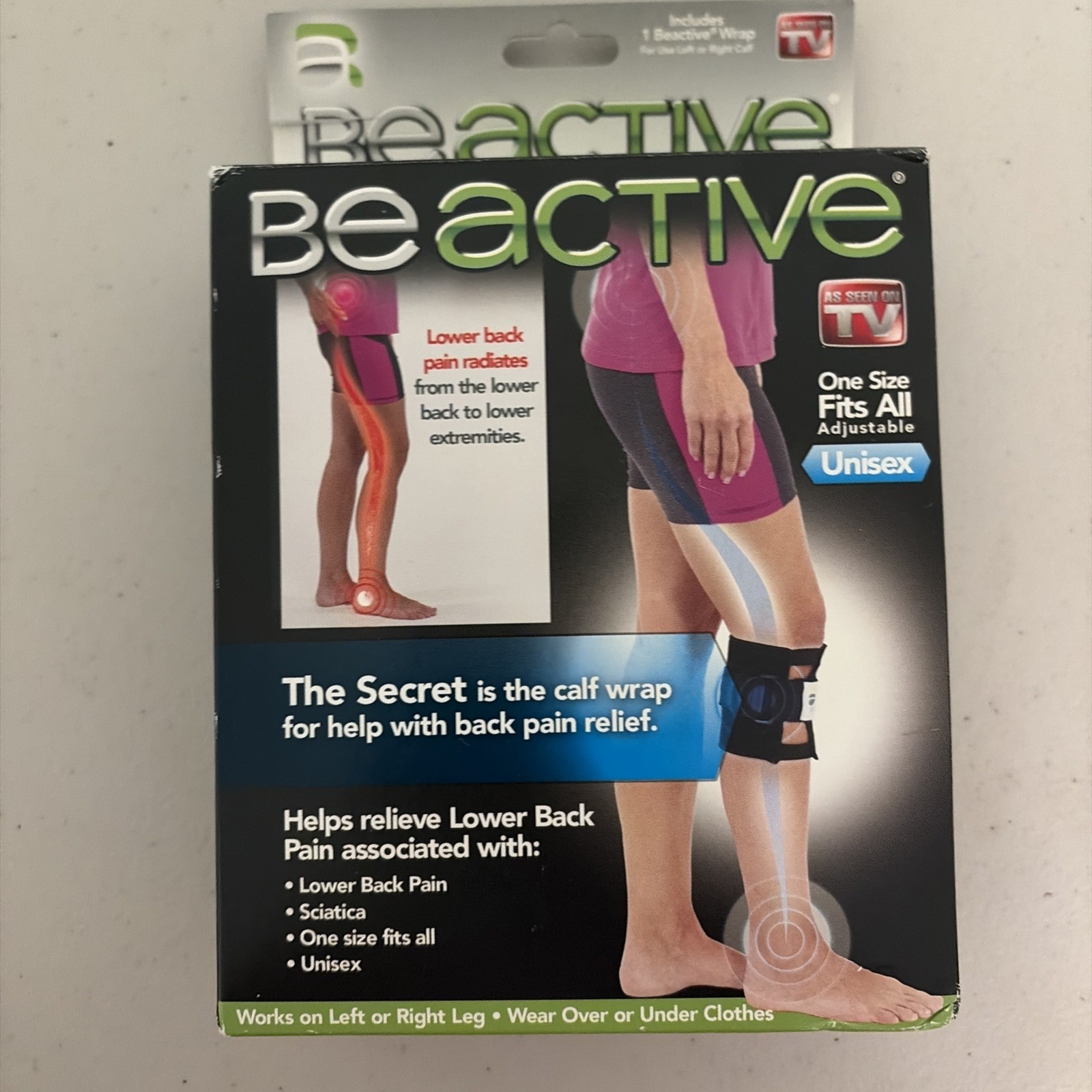 BEACTIVE Knee Wrap Brace Back Pain Relief Sciatica Back Unisex One Size Read