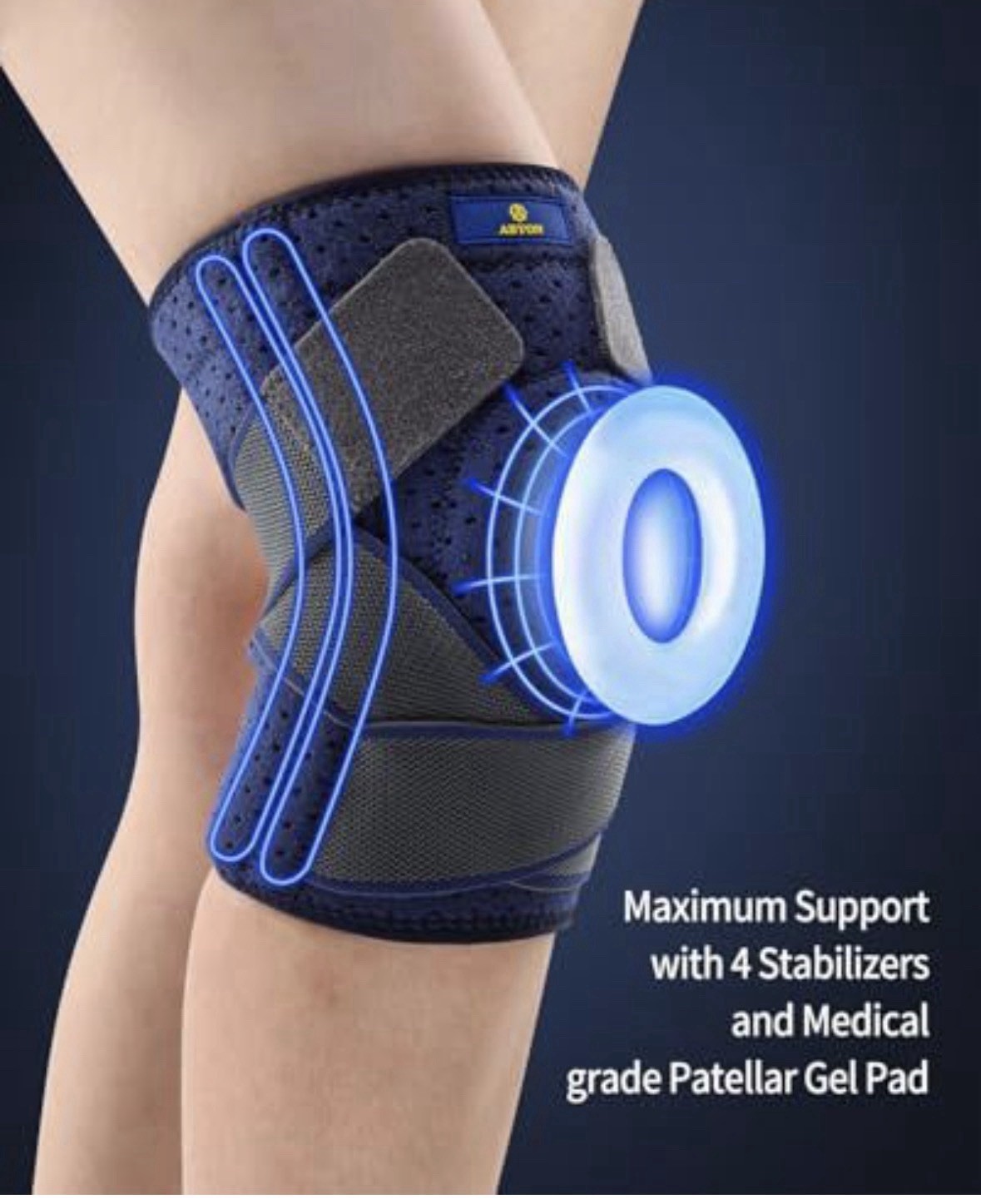 ABYON Knee Brace for Men and Women 2x Large (Pack of 1), Blue