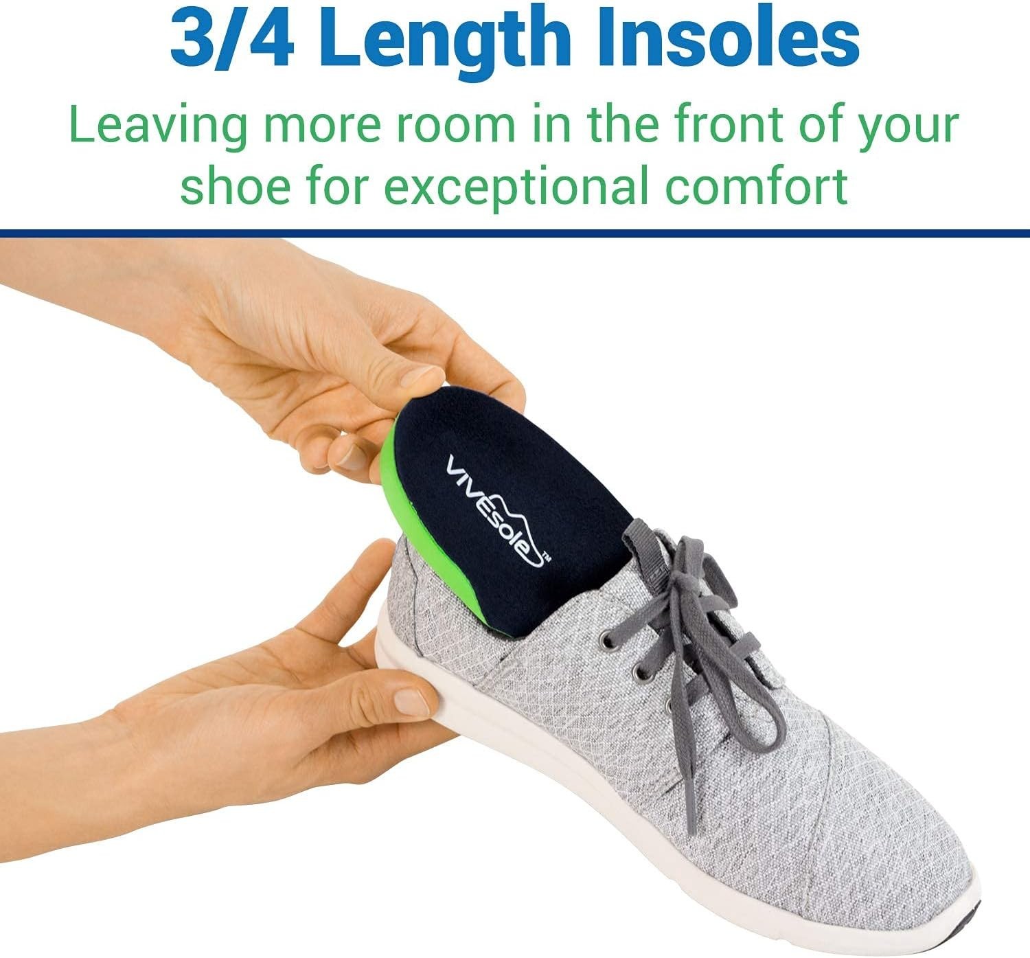 Plantar Fasciitis Support Insoles for Women & Men – Customizable 3/4 Arch Design