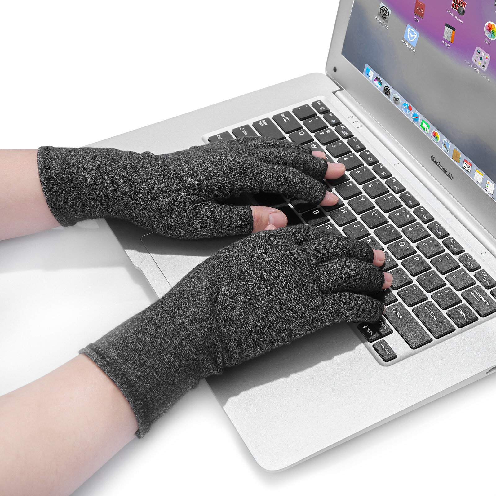 2 Pairs Compression Gloves Arthritis Pain Relief Hand Support Brace half finger
