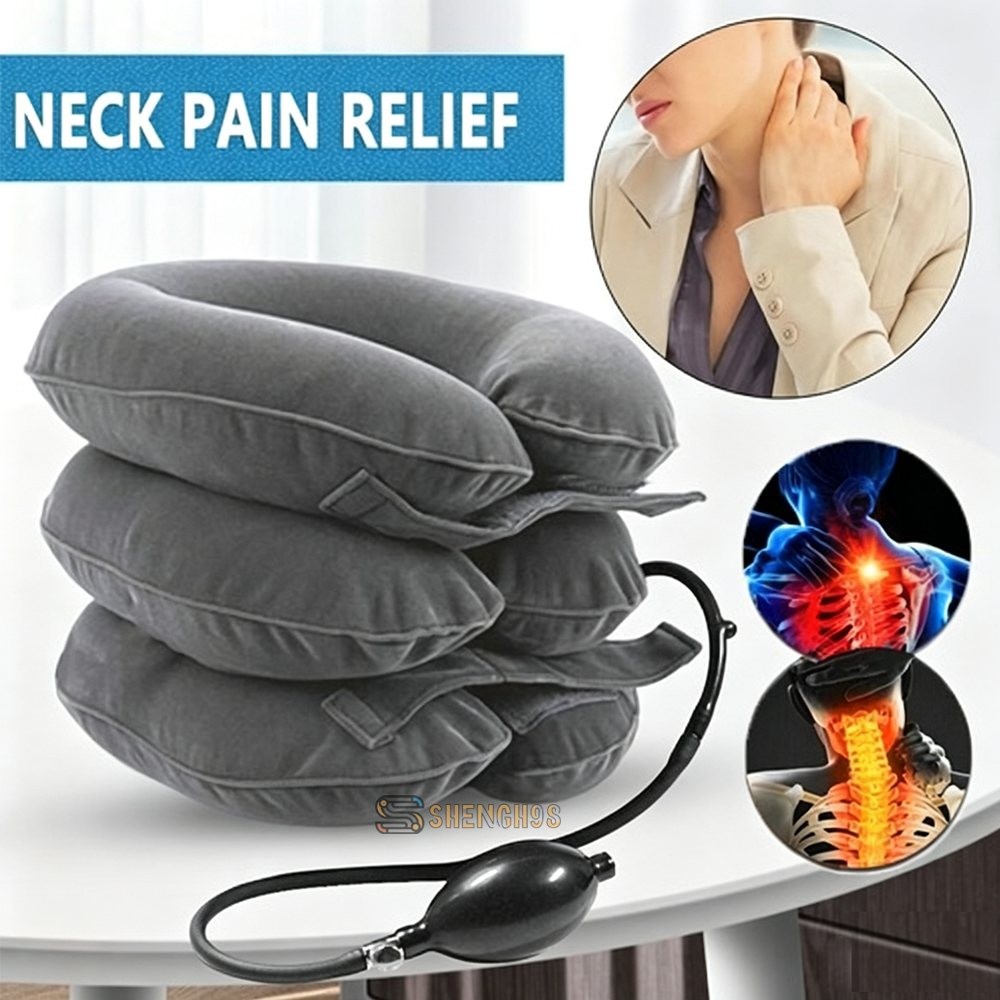 Traction Decompression Device Neck Shoulder Pain Relief Pump Cervical Pillow Hot