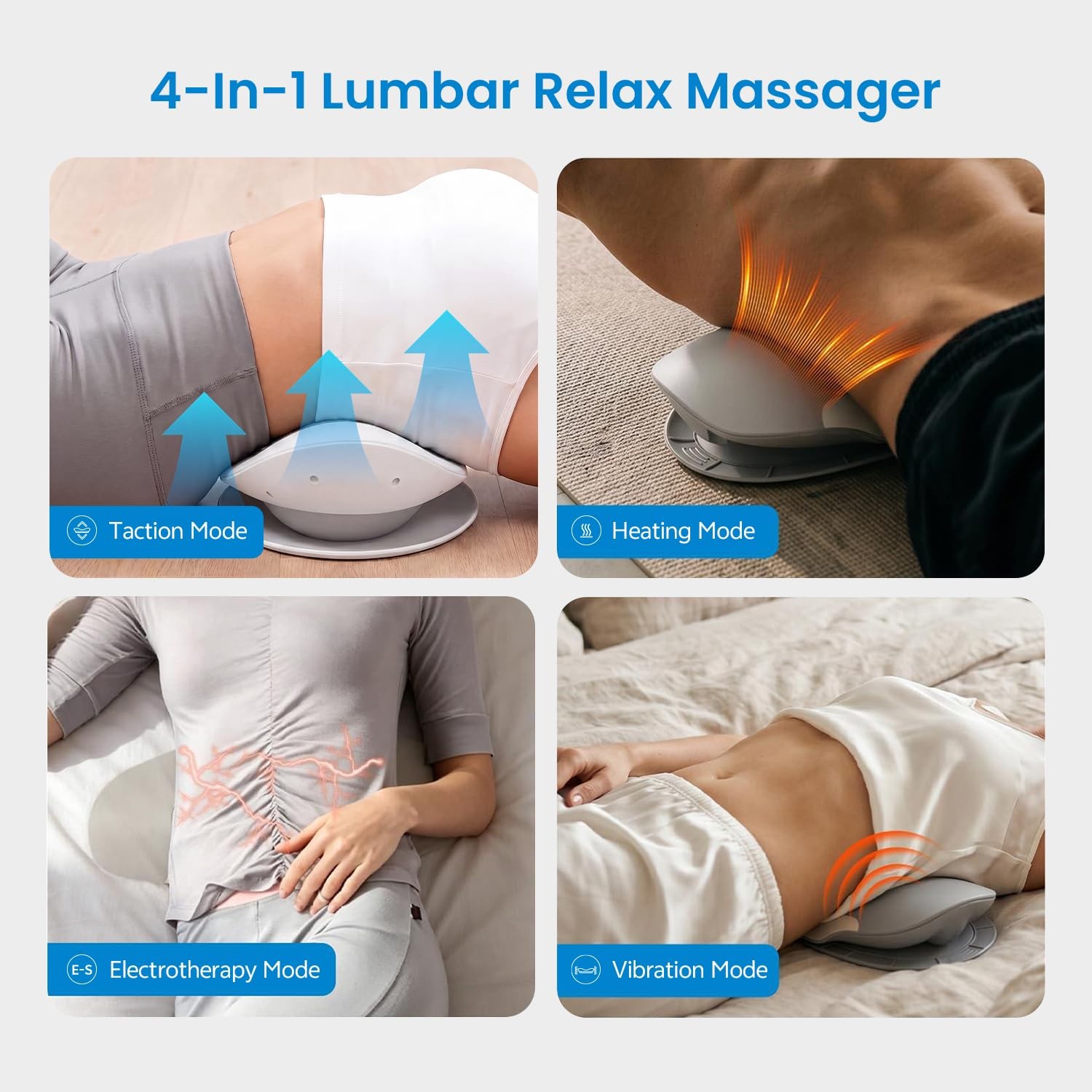 COMFORLAY 4 in 1 Cordless Lower Back Massager with Heat and 8 Levels Electrot…