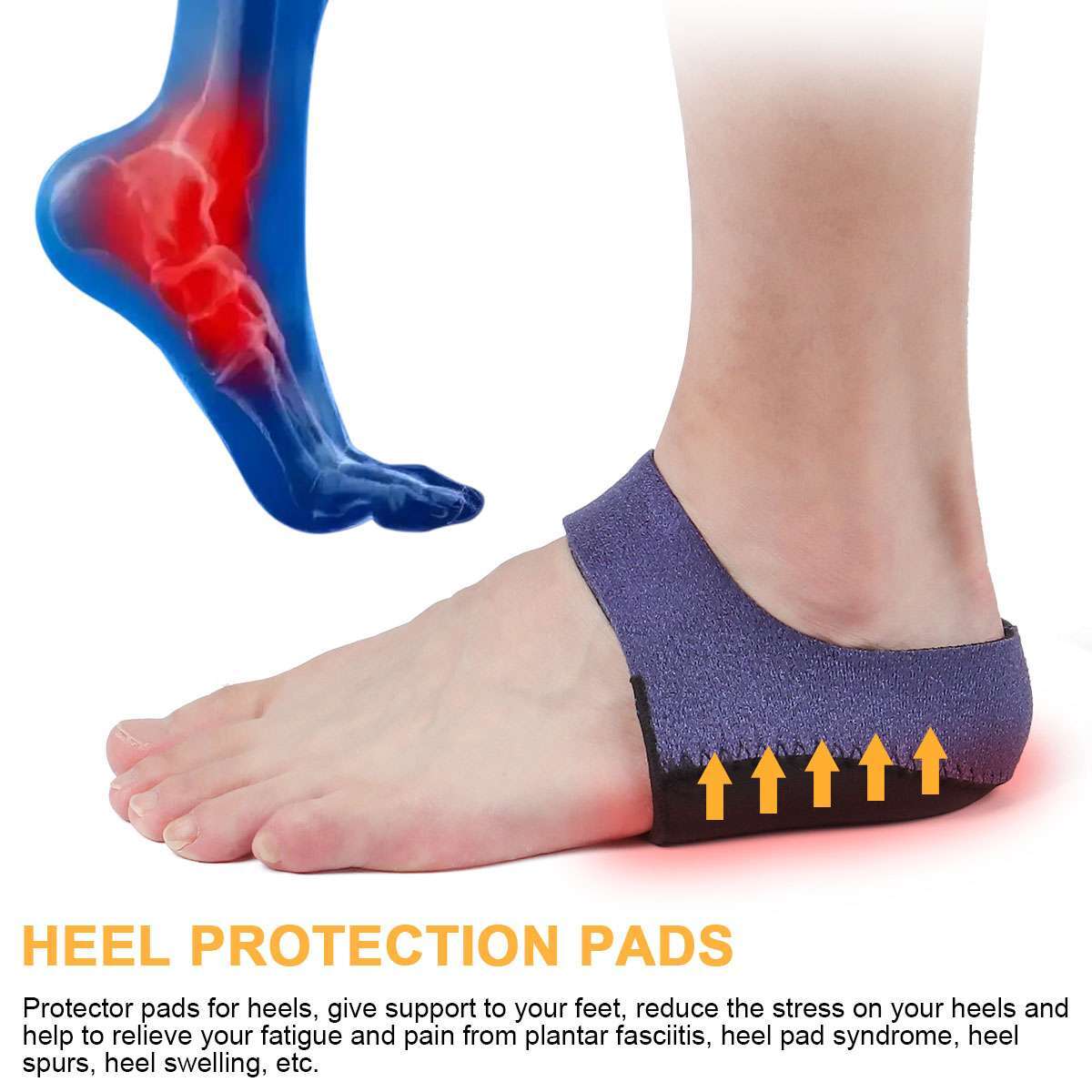 1/2 Pairs Heel Cups Protector Plantar Fasciitis Socks Pads For Foot Support Pain