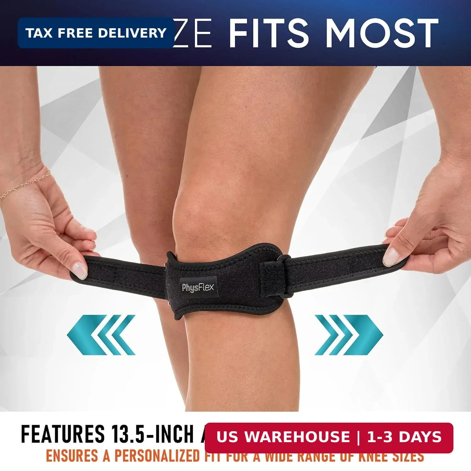 PhysFlex 2 Pack Patellar Tendon Support Strap – Knee Brace for Pain Relief, Pate