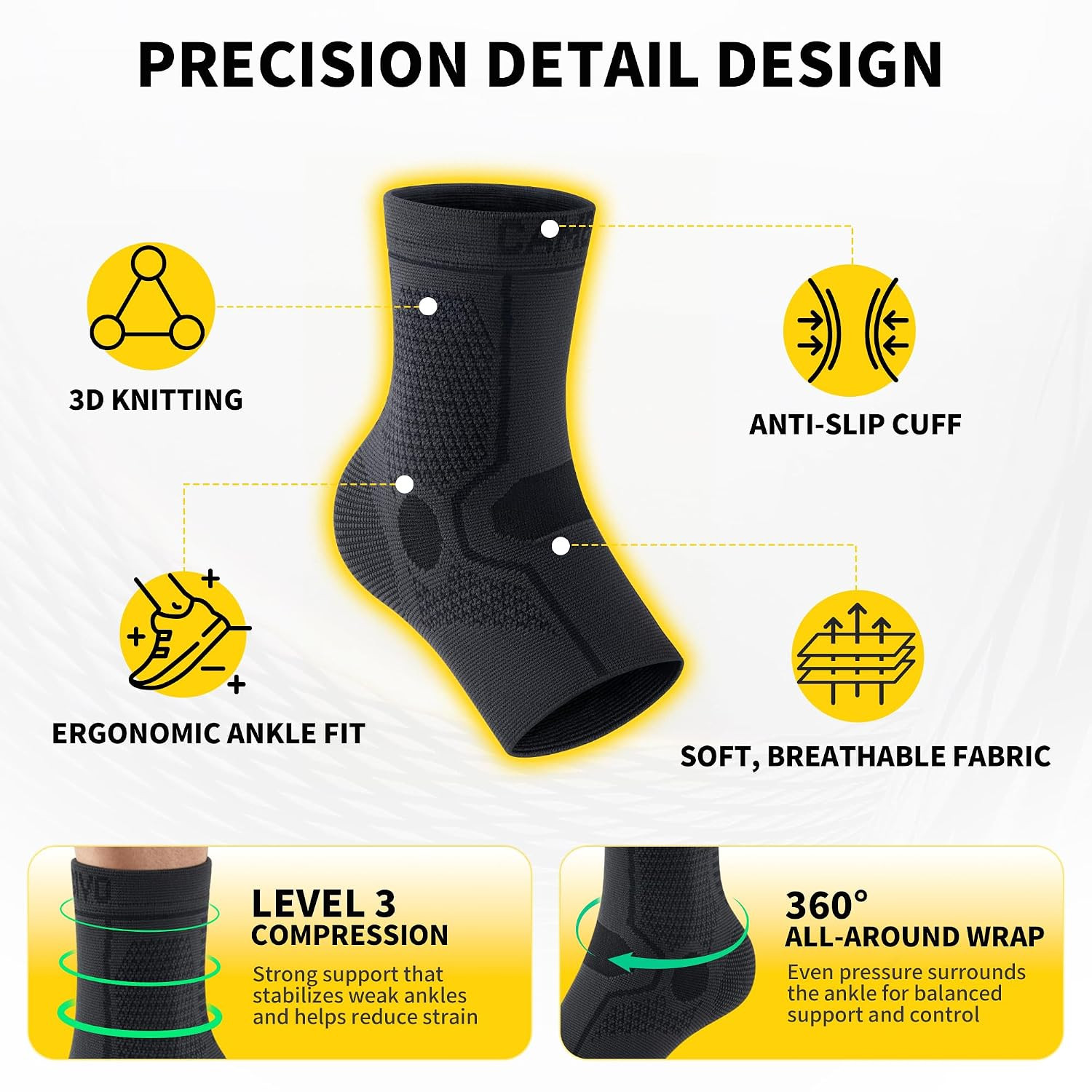 Ankle Compression Sleeve, Support for Plantar Fasciitis, 1 Pair