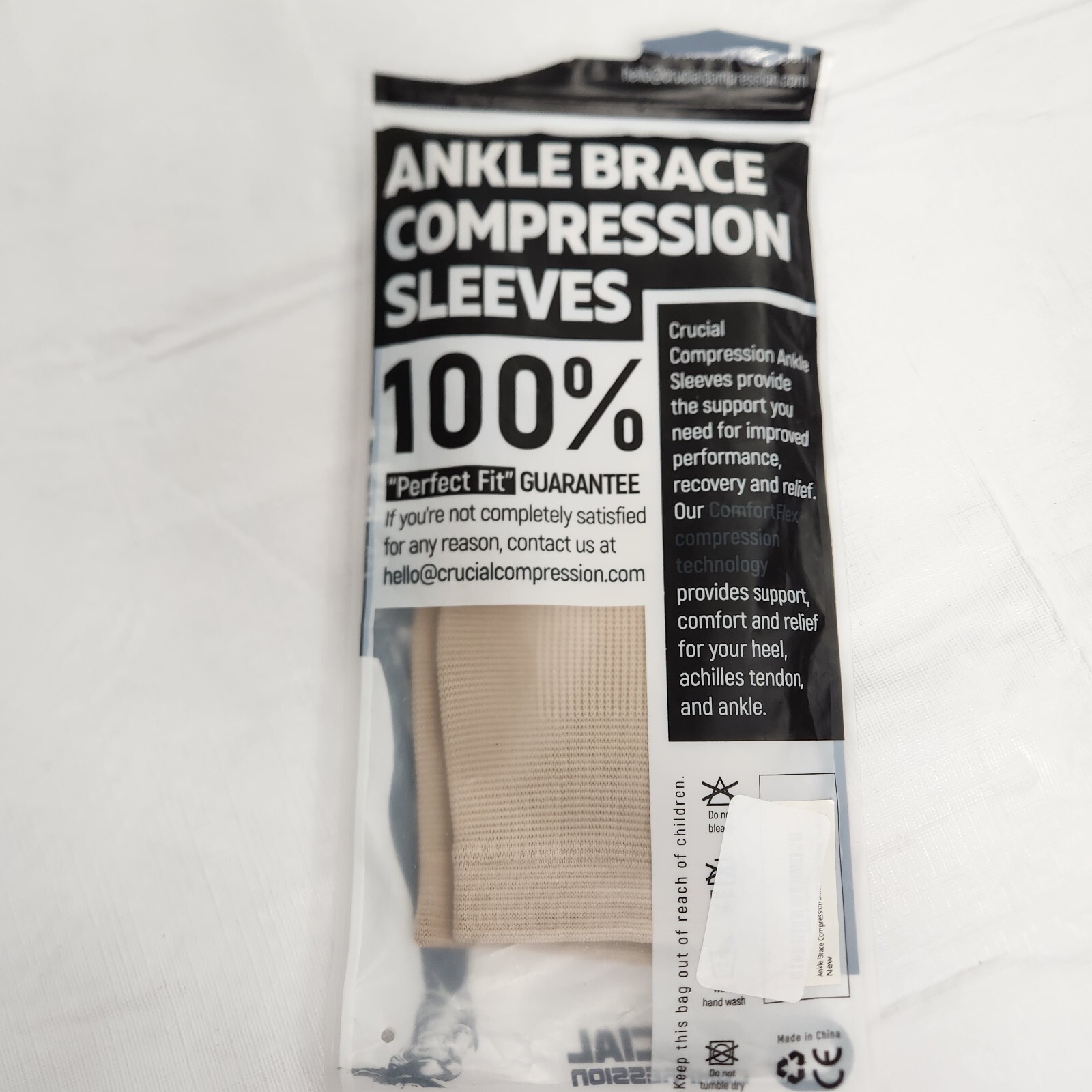 Ankle Brace Compression Sleeves Adult One Size Tan