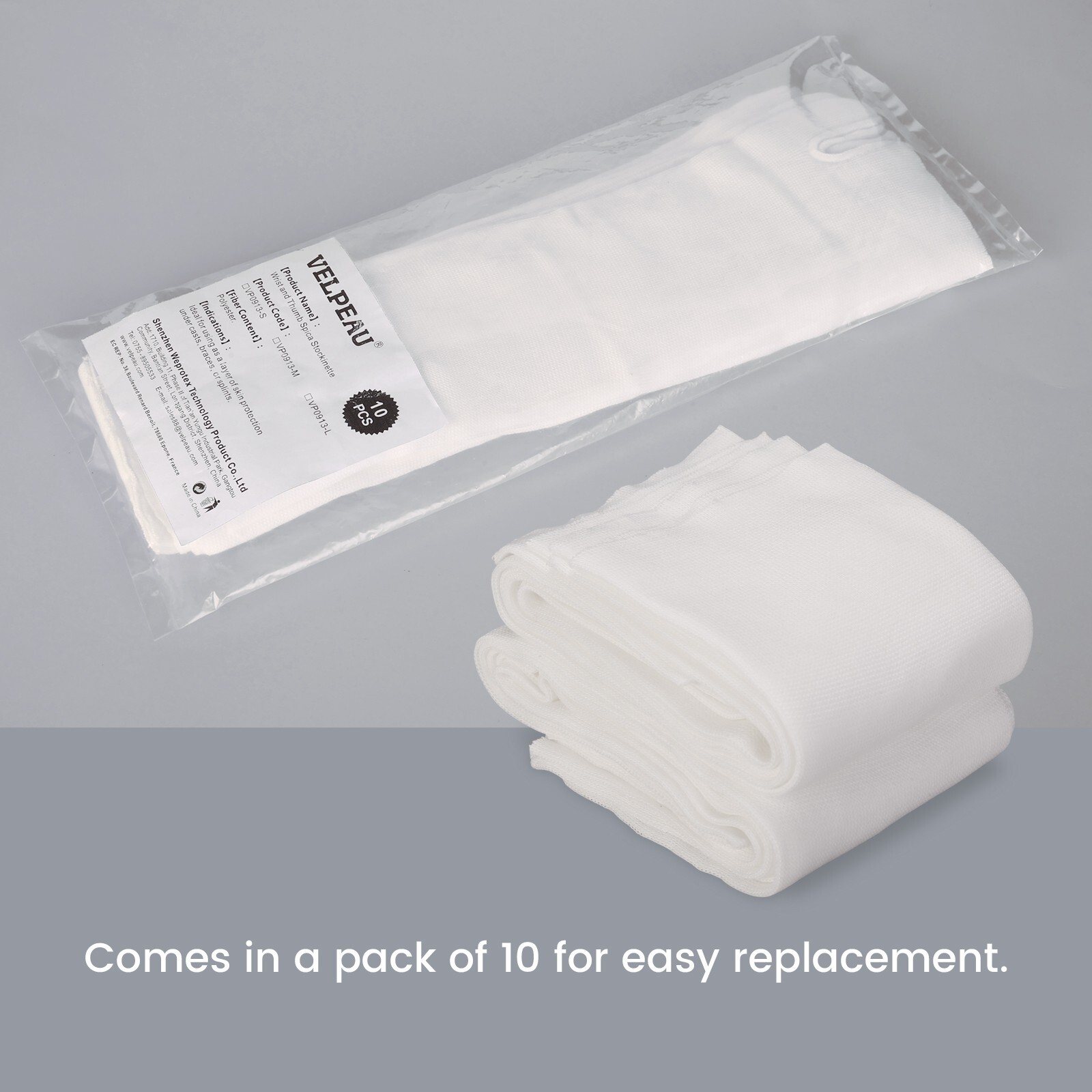 VELPEAU Wrist and Thumb Spica Stockinette (Pack of 10) Comfy Arm Sock Sleeve