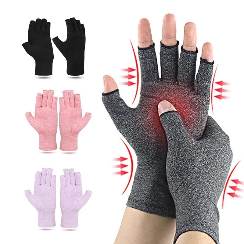 1 Pair Fingerless Compression Gloves Arthritis Support Wrist Brace Pain Relief