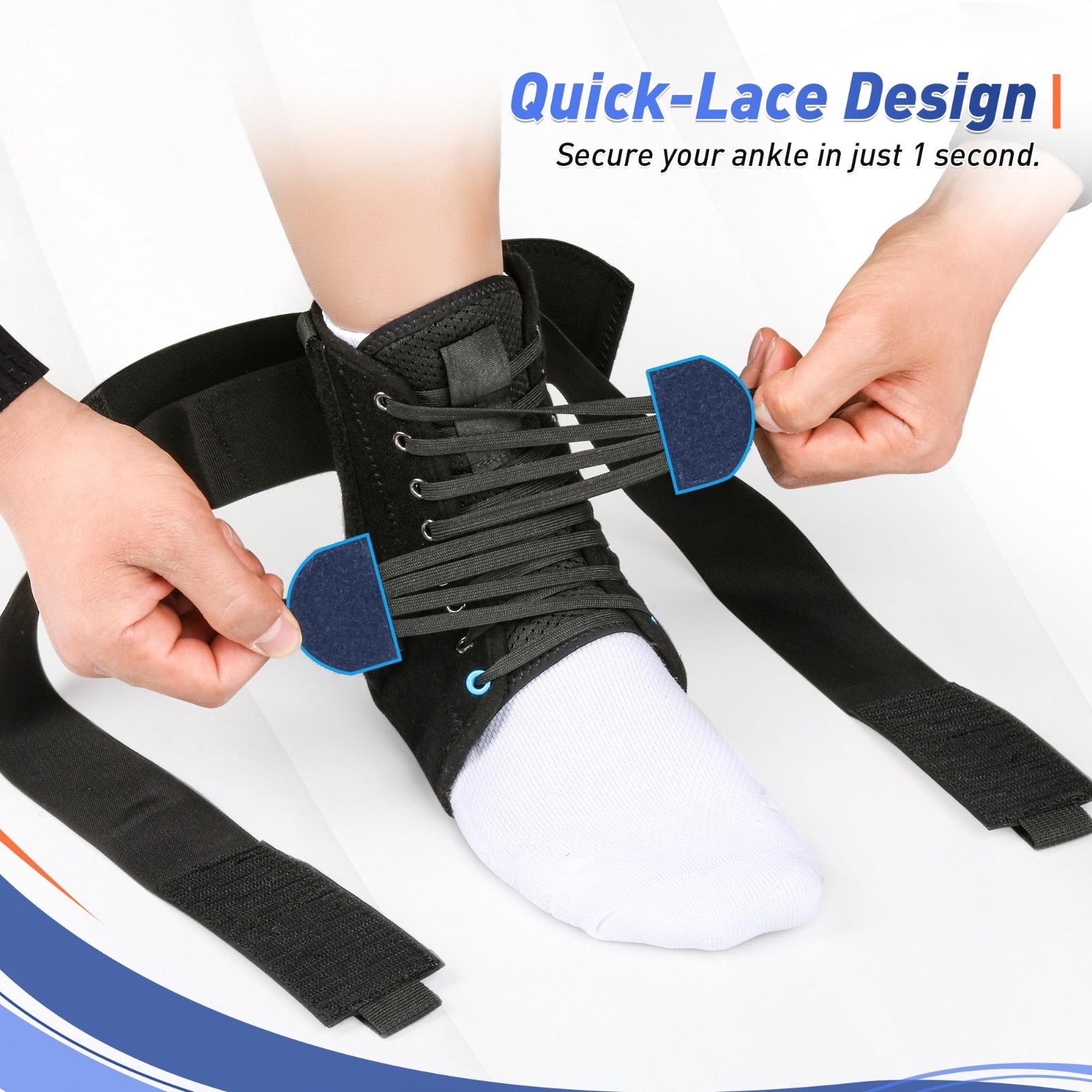 Quick Lace Up Ankle Brace with Removable Stabilizers | Support for Sports, Runni