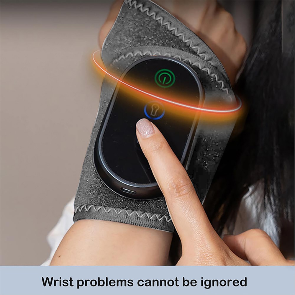 Rechargeable Heated Wrist Vibration Massage Wristband Relieve Hand Pain Work Use
