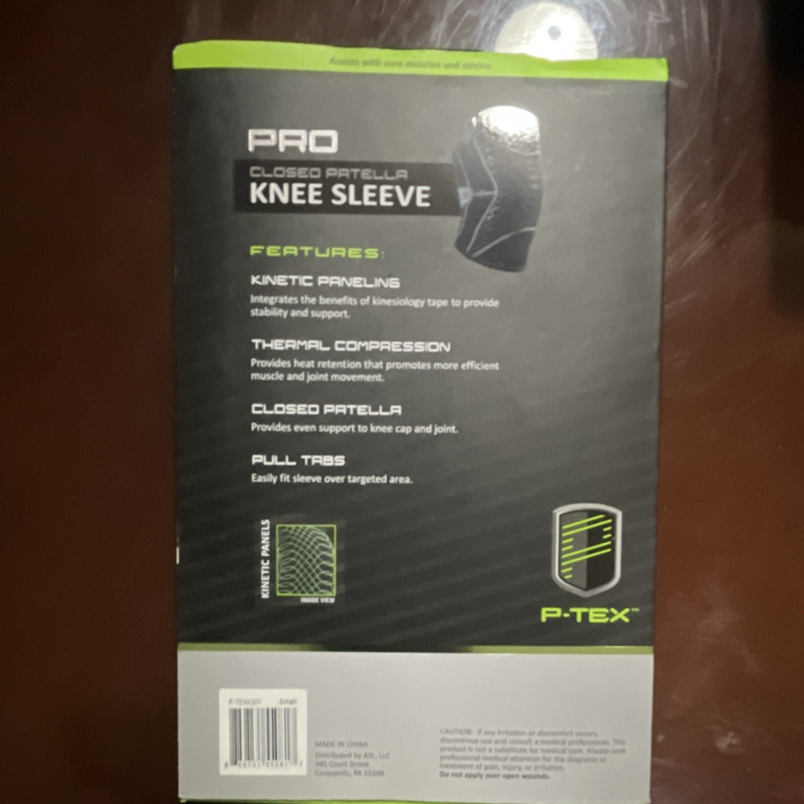 P-TEX PRO Knee Sleeve Small Black Closed Patella Kinetic Panels Compression