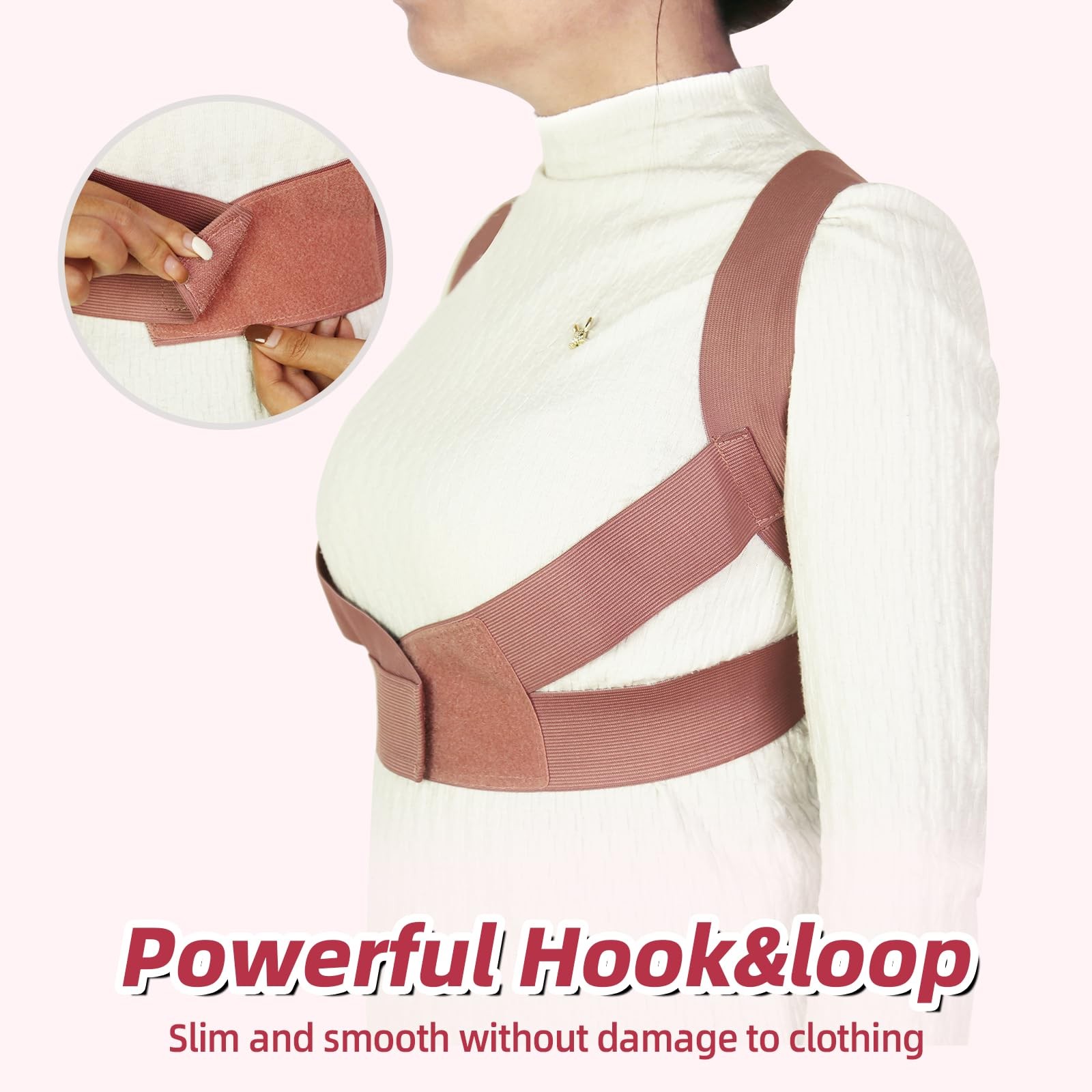 Malloraned Posture Corrector for Women,Upper Back Brace Pain Medium, Pink