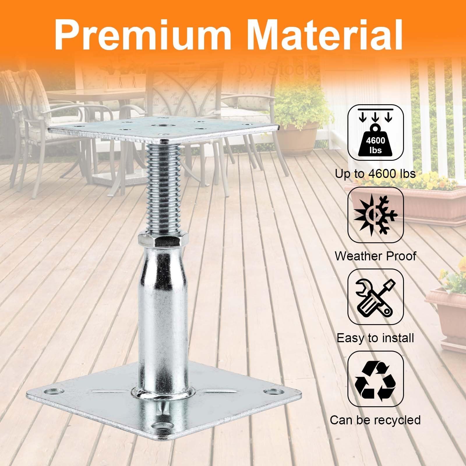2 Pack Adjustable Support Jacks for Decks & Floors, Post Stabilizer 3.5″ to 6