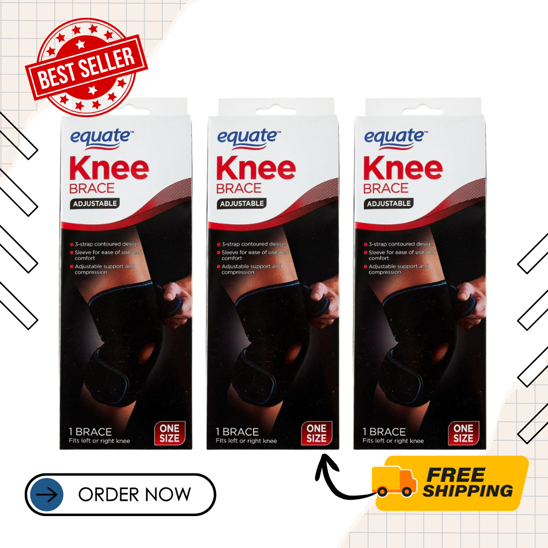 SALE-Equate Adjustable Knee Brace Support Compression One Size Fits Most 3 Pack
