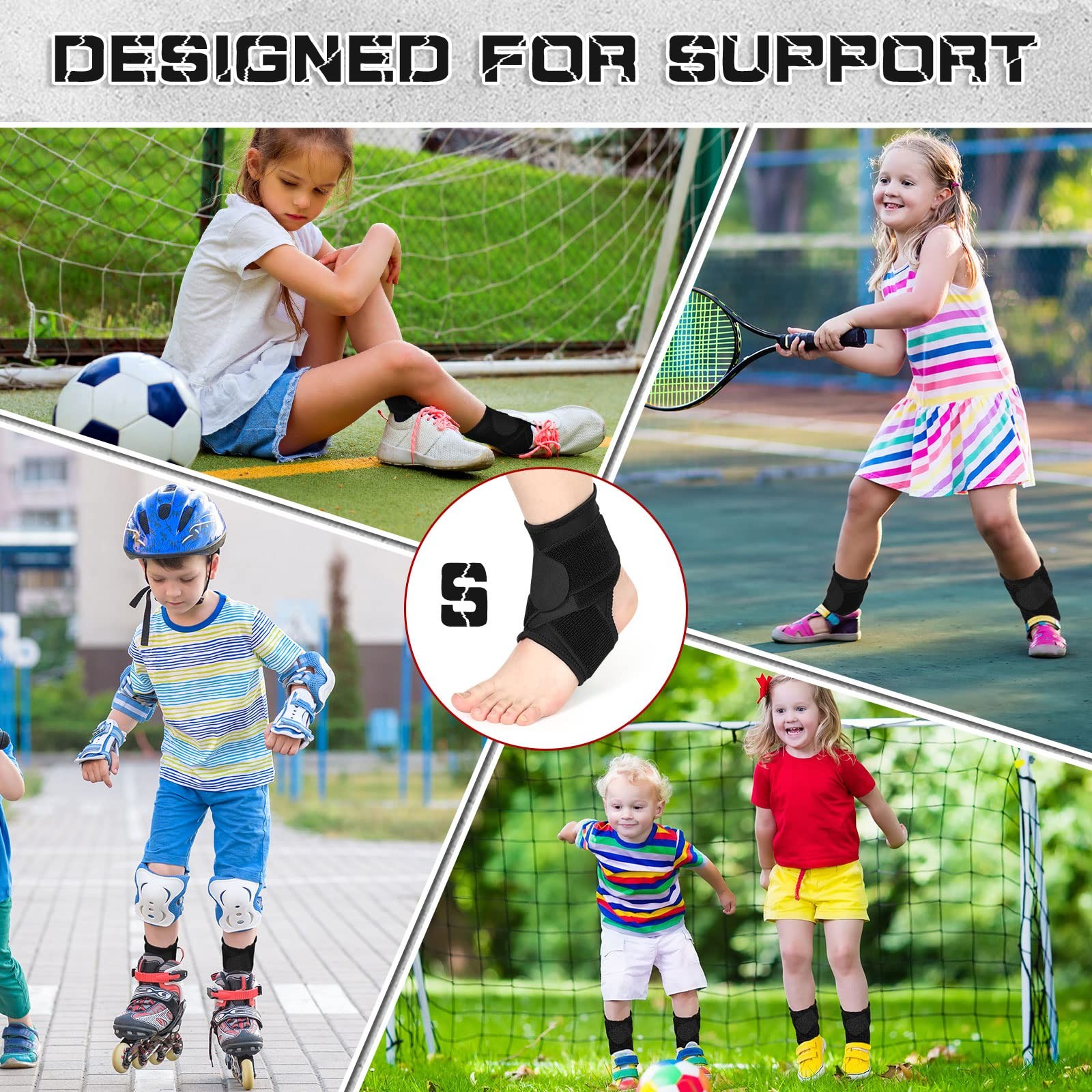2 Pcs Ankle Brace Kid Ankle Support Youth Neoprene Lace up Compression Sleeve…