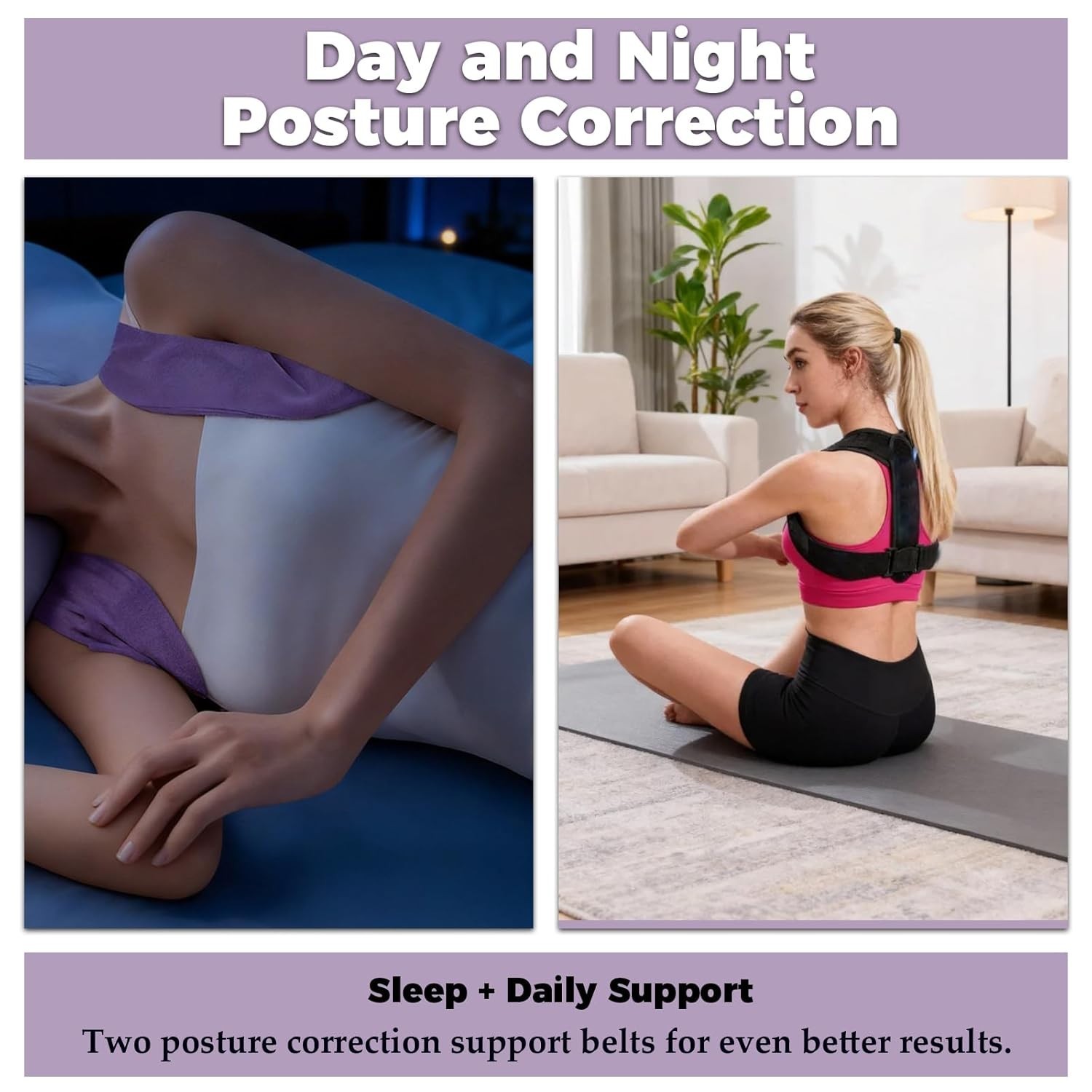 2PCS Posture Corrector Set,Nighttime Posture Brace Sleeping and Adjustable Ba…