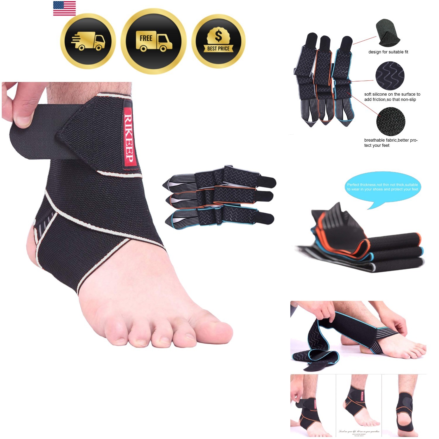 Ankle Support Brace Breathable Elastic Ankle Brace for Swelling Pain Relief