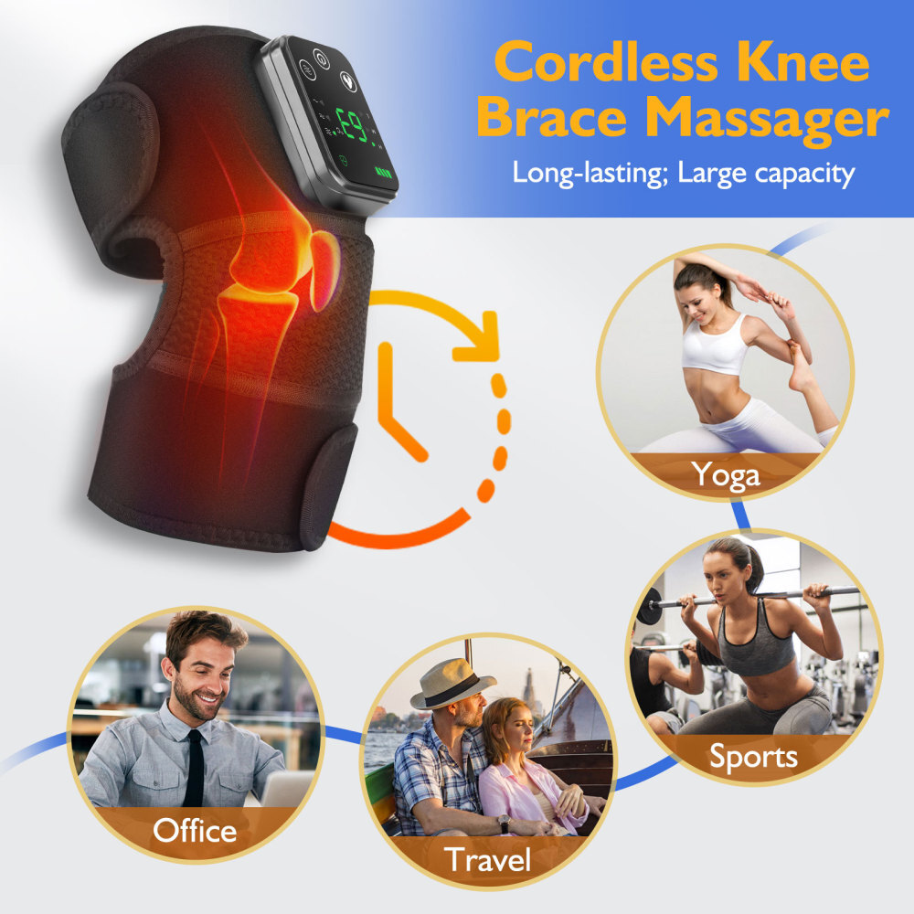Electric Knee Massager with Heat Vibration, Heating Pad for Knee Shoulder Elbow