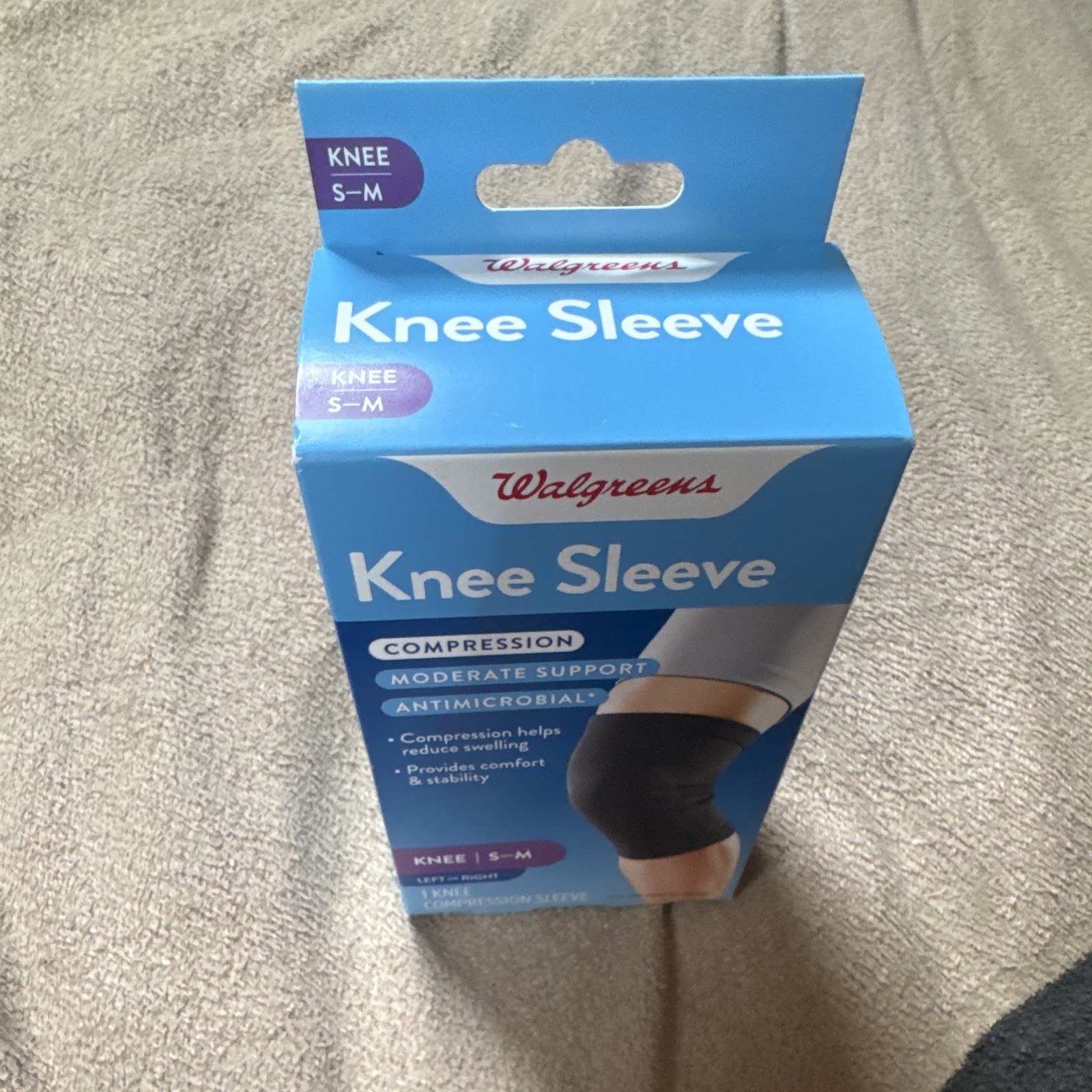 Walgreens Knee Compression Sleeve S/M Black Antimicrobial Breathable Support