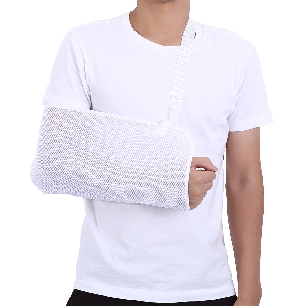 Adjustable Breathable Arm Sling Shoulder Immobilizer (White)