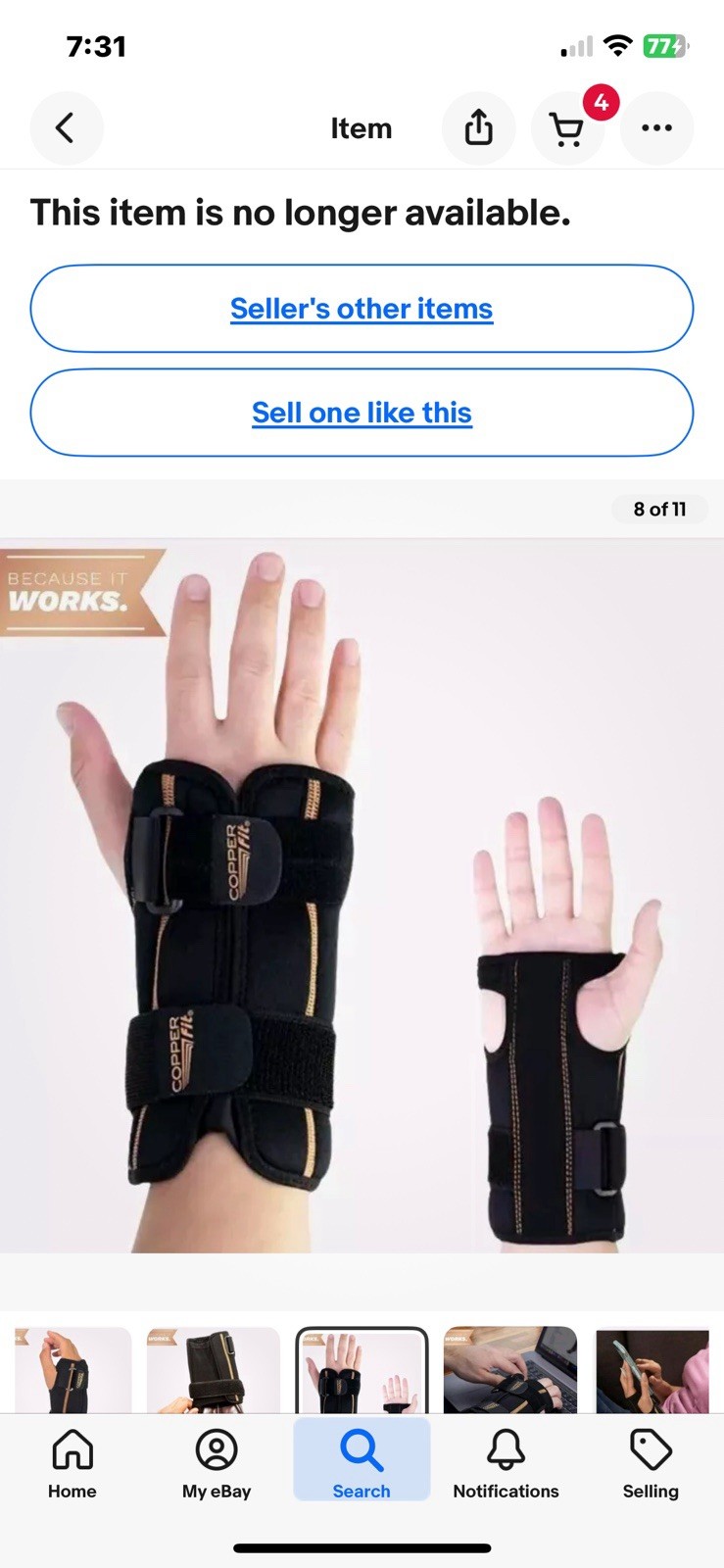 Copper Fit Rapid Relief Wrist Brace Left Right Hand Unisex Hot Cold Gel Therapy