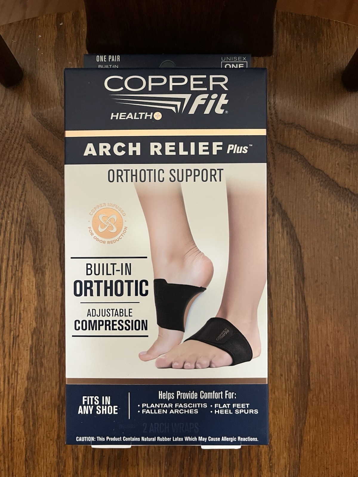 Copper Fit Health Unisex Arch Relief Plus with Built-In Orthotic Support – Black