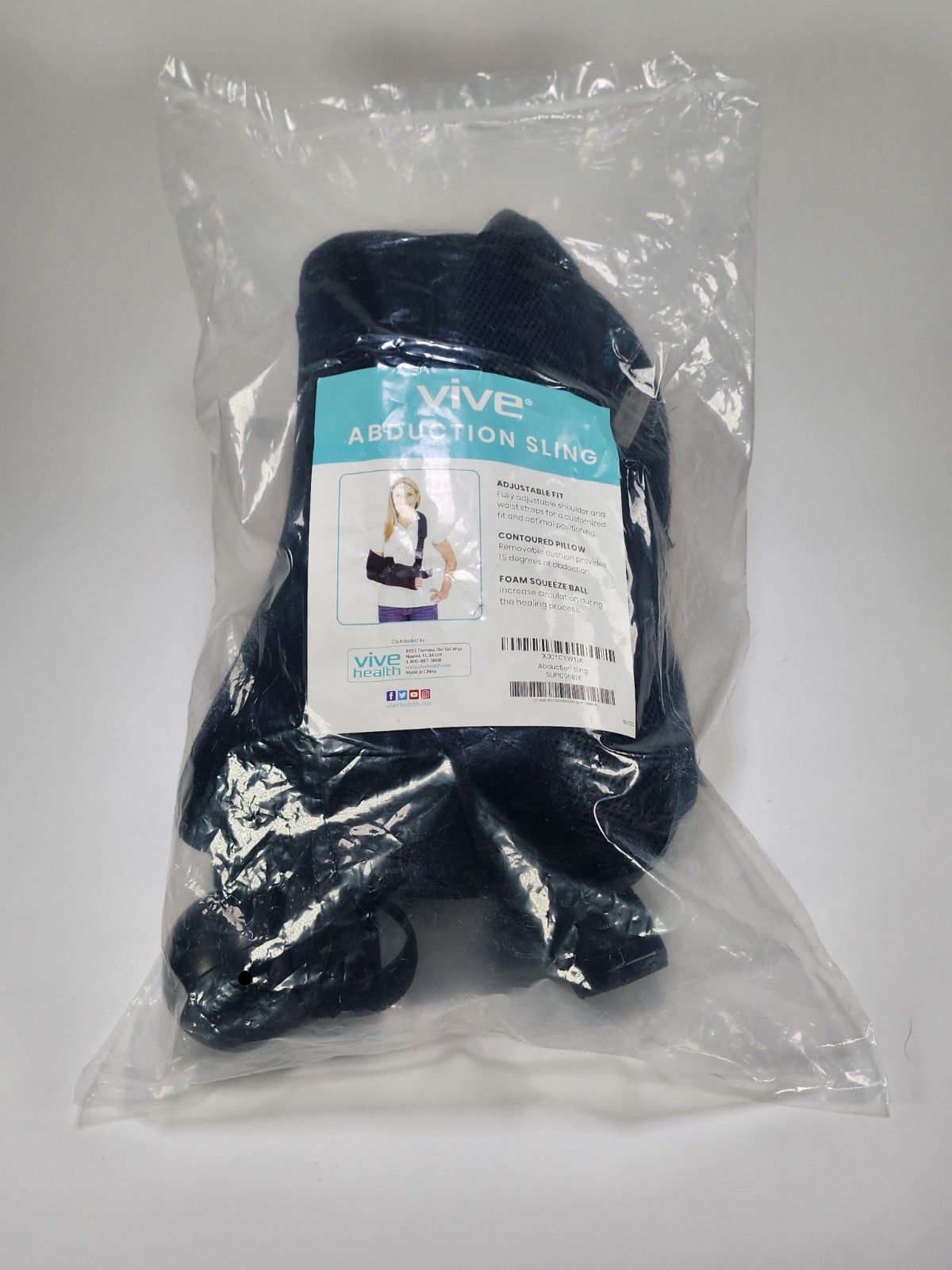 Vive Abduction Sling Shoulder Brace Adjustable Support Black New