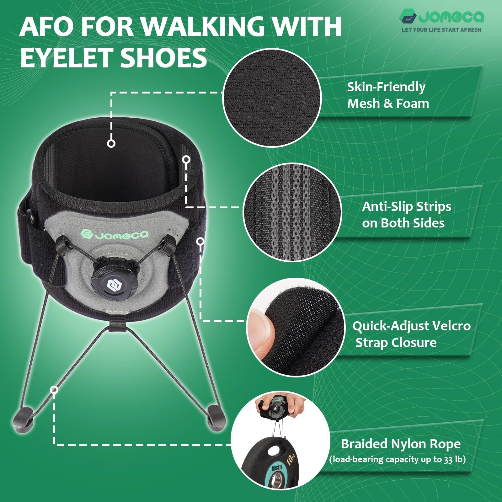 Adjustable Drop Foot Brace with Rotary Knob – AFO Ankle Foot Orthosis for Dor…